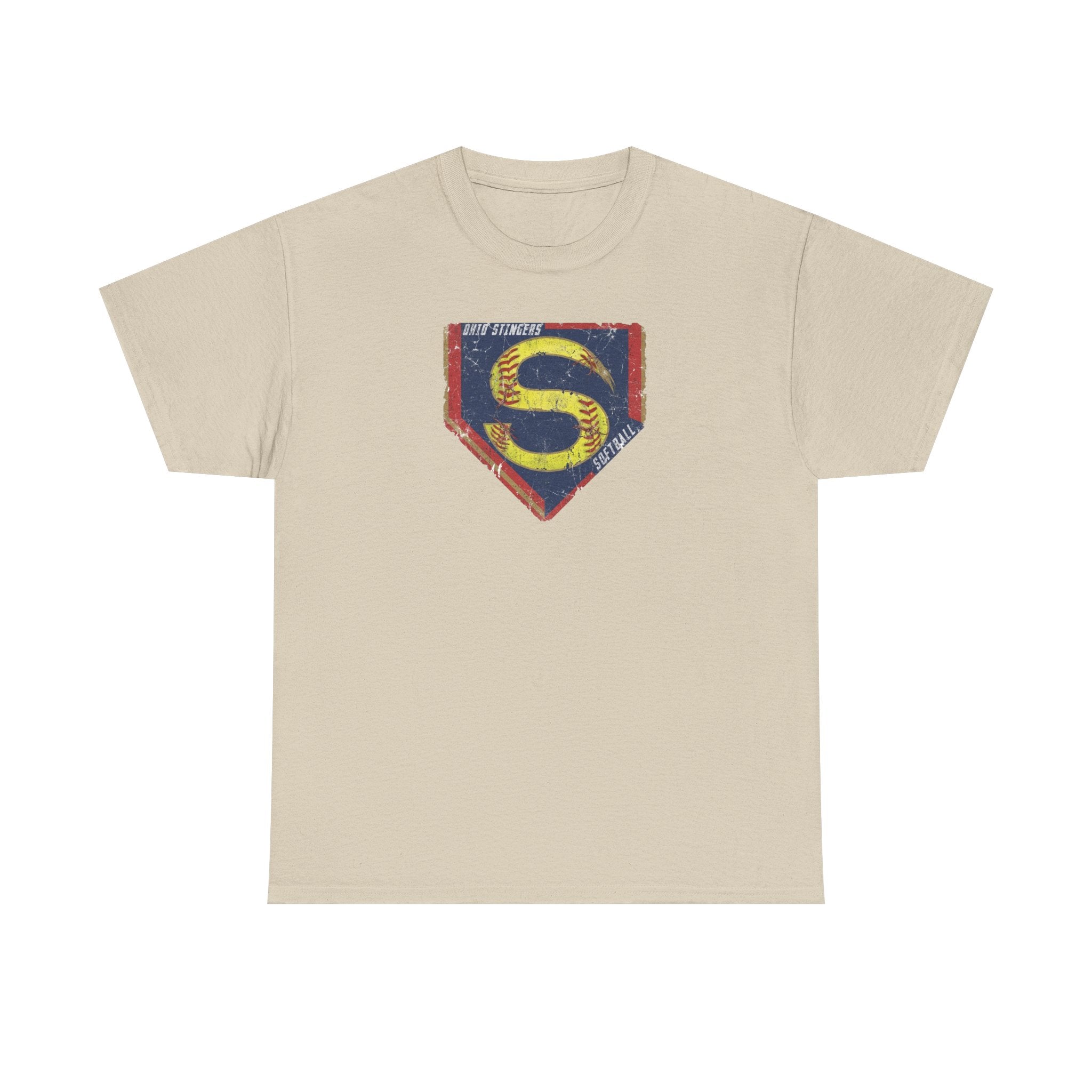 Adult Unisex Stingers Softball Distressed Logo Graphic Short Sleeve Gildan Heavy Tee