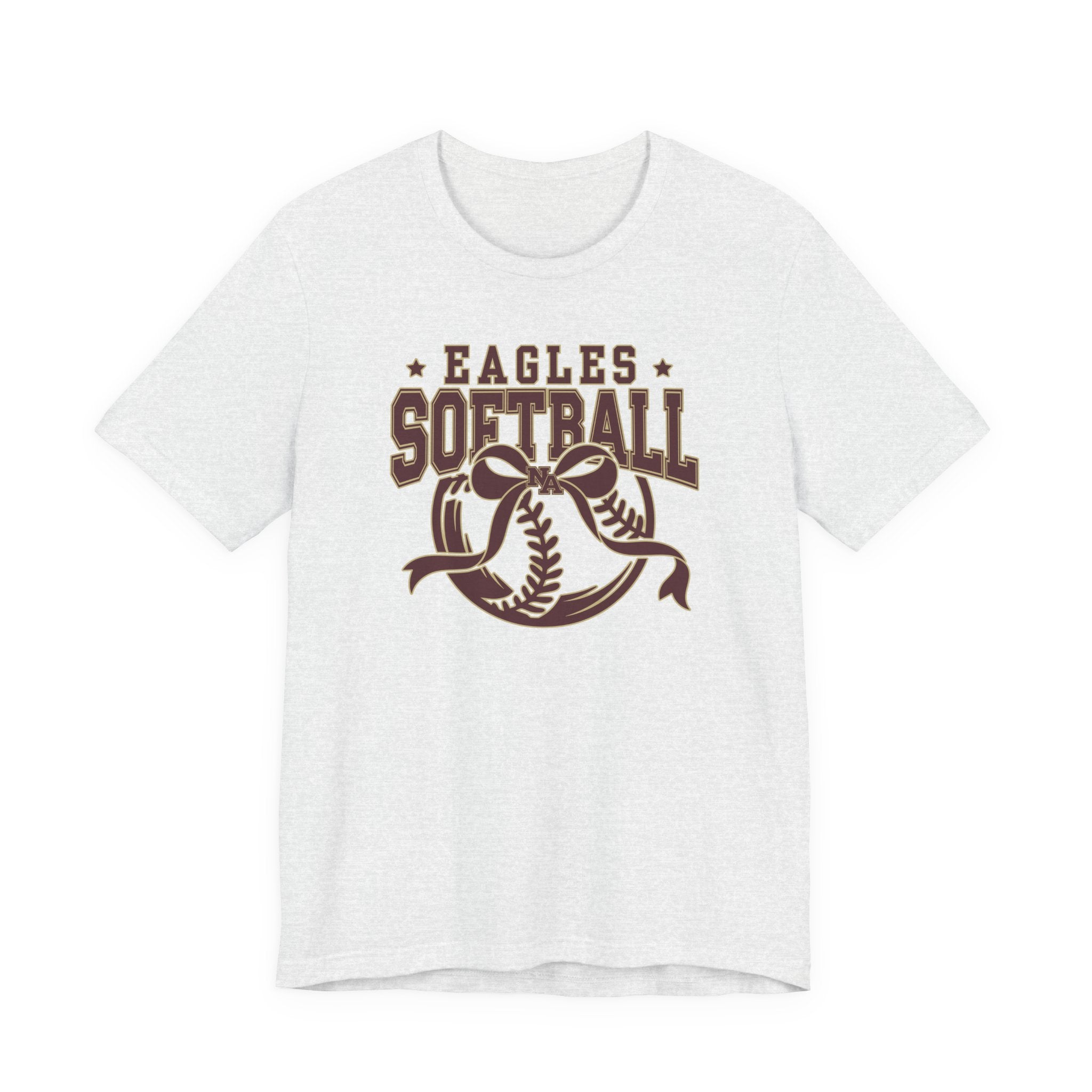 Adult Unisex New Albany Eagles Softball Spirit Bow Graphic Short Sleeve Soft Tee