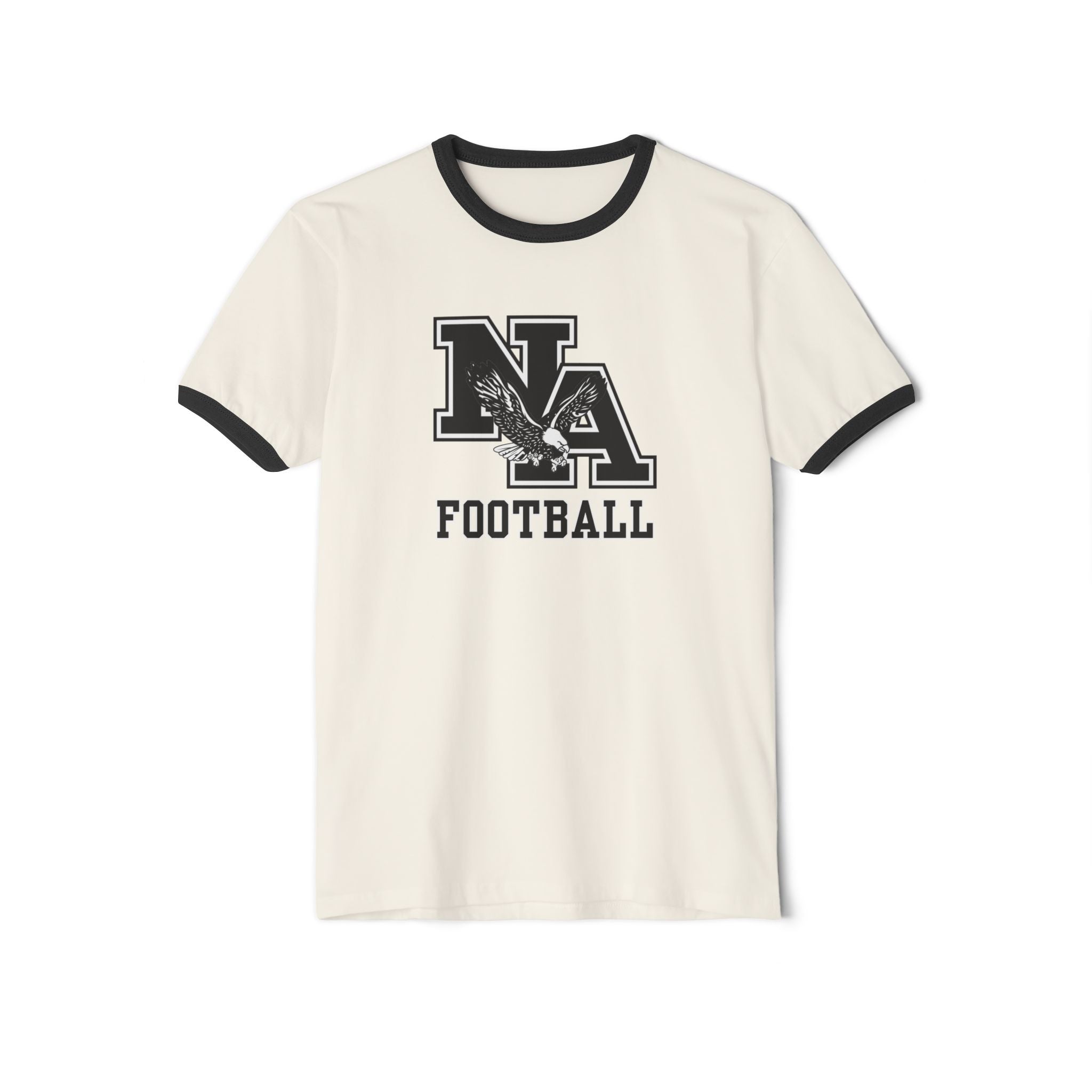Adult Unisex Classic Logo Black Football Graphic Short Sleeve Ringer Tee