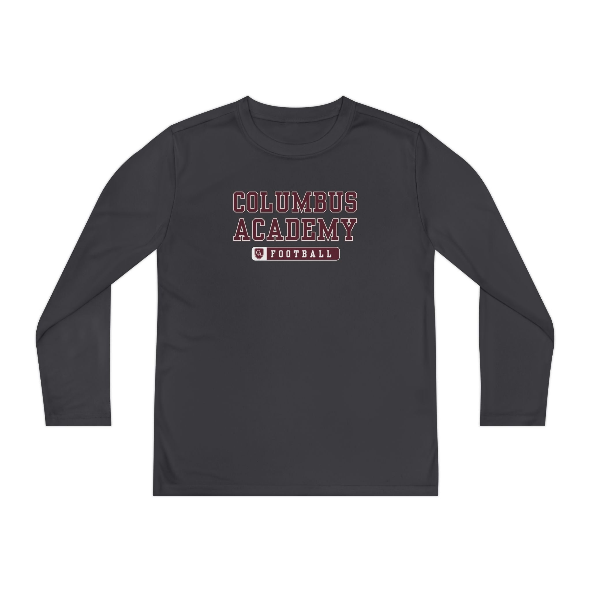 Youth Columbus Academy Football Graphic Sport-Tek Competitor Performance Long Sleeve Tee