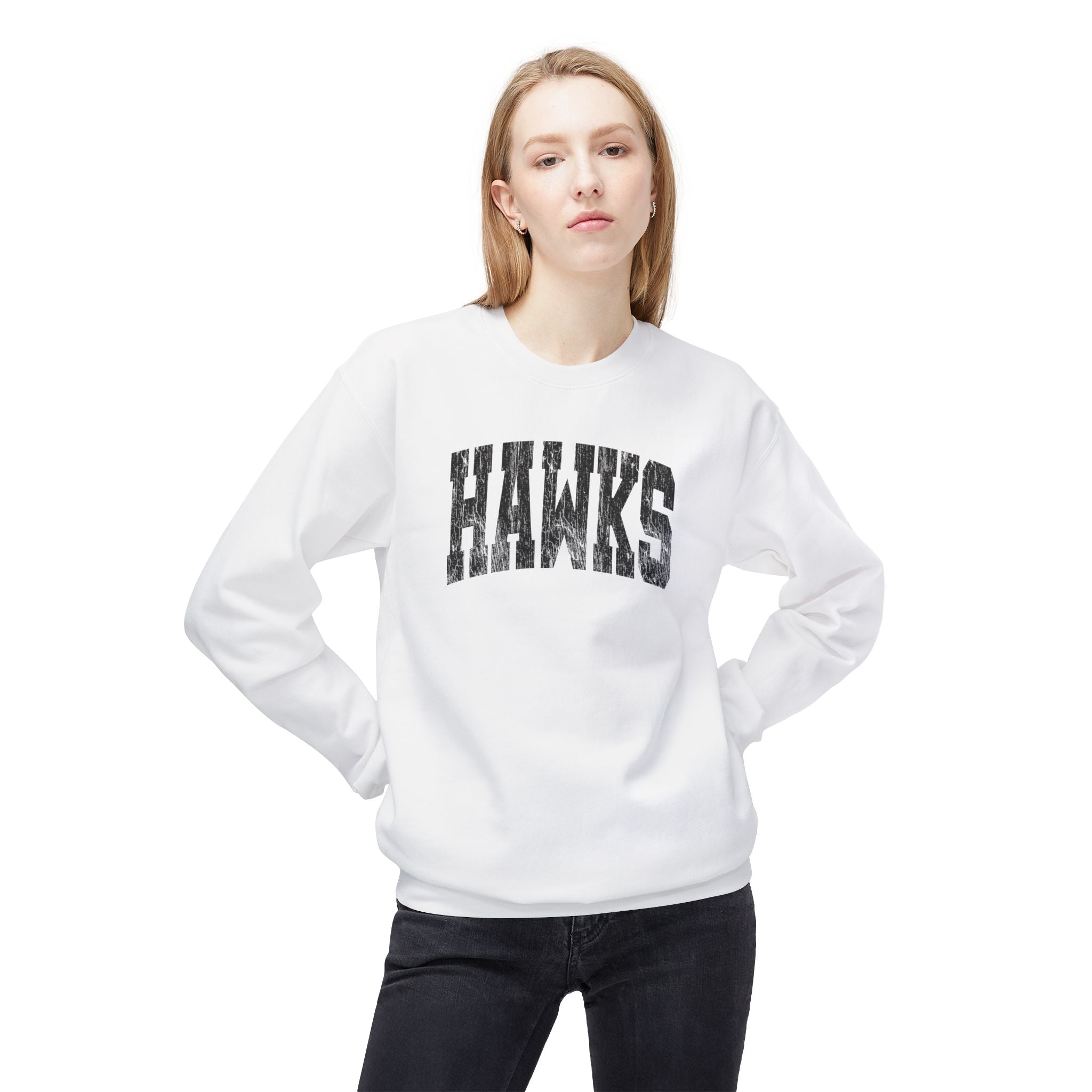 Adult Unisex Westerville Central Distressed Oversized Hawks Graphic Soft Style Sweatshirt