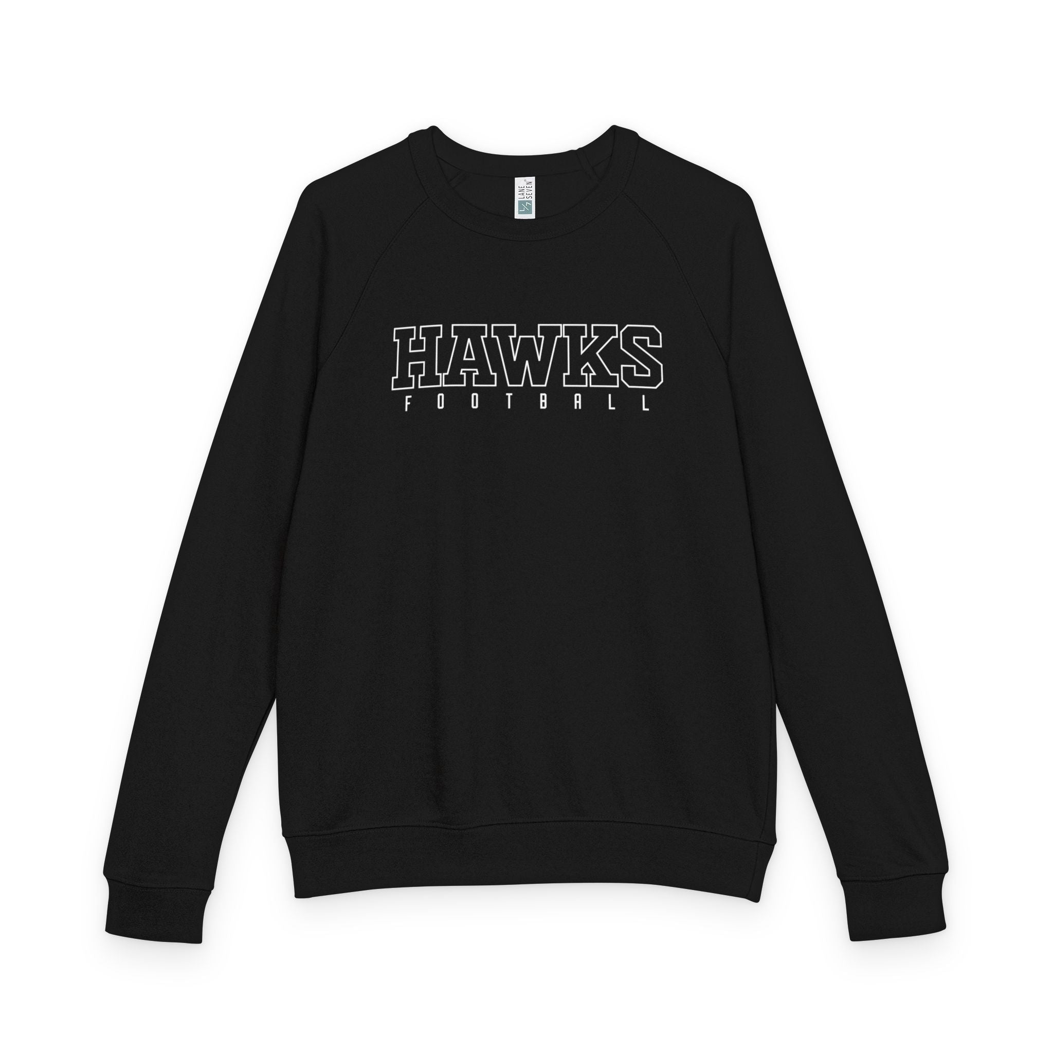 Adult Unisex Westerville Central Block Hawks Football Graphic French Terry Raglan Crewneck