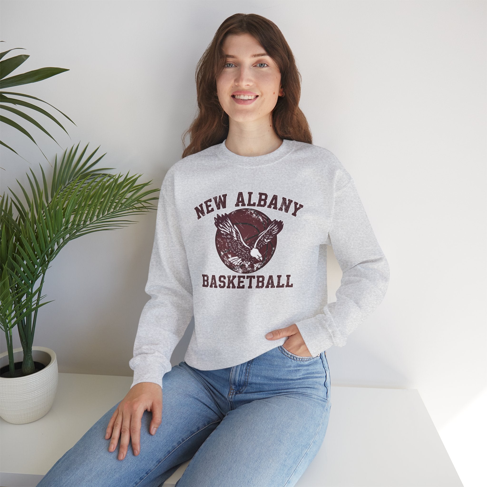 Adult Unisex New Albany Eagles Basketball Vintage Victory Graphic Sweatshirt