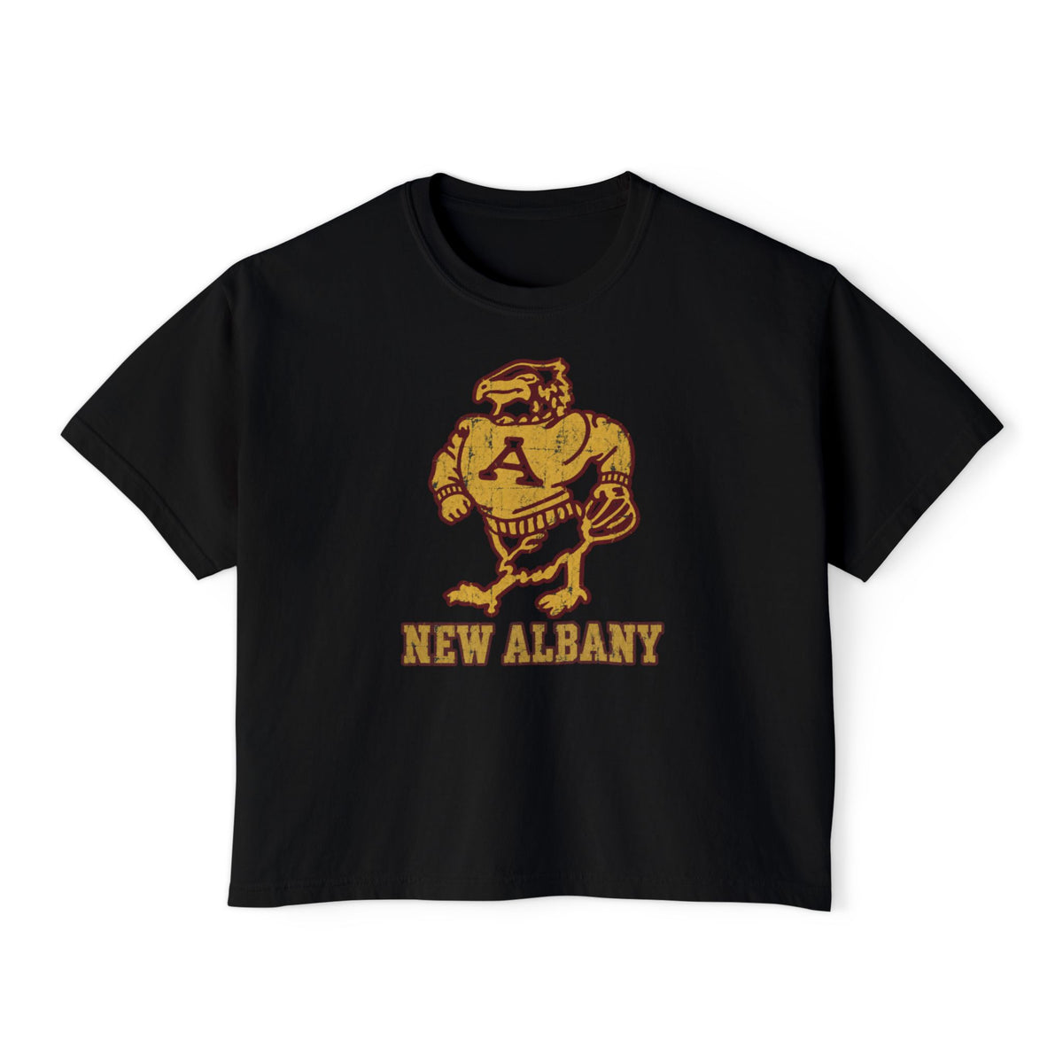Women's New Albany Old School Eagle Graphic Boxy Crop Short Sleeve Tee