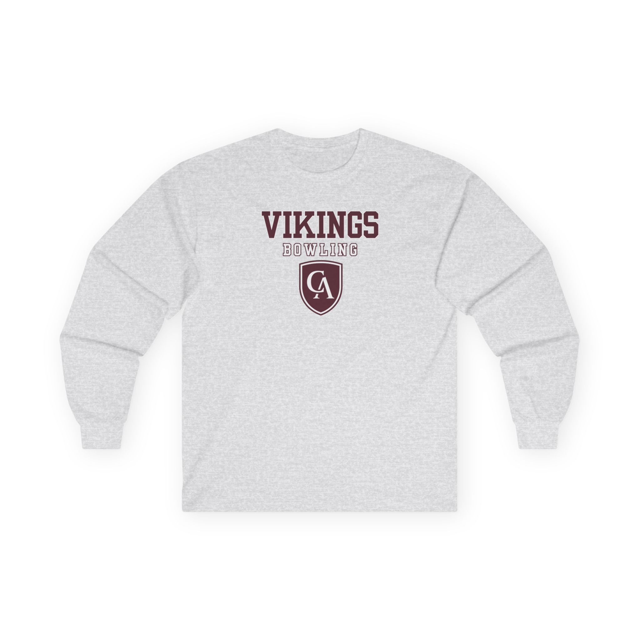 Adult Unisex Columbus Academy Vikings Bowling Graphic Gildan Long Sleeve Tee