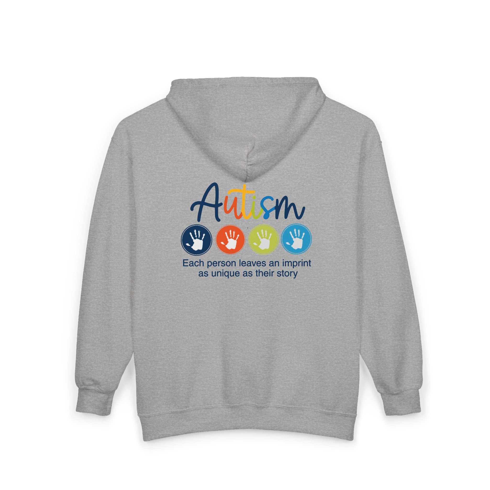 Adult Unisex Autism Imprint Graphic Full-Zip Hooded Sweatshirt