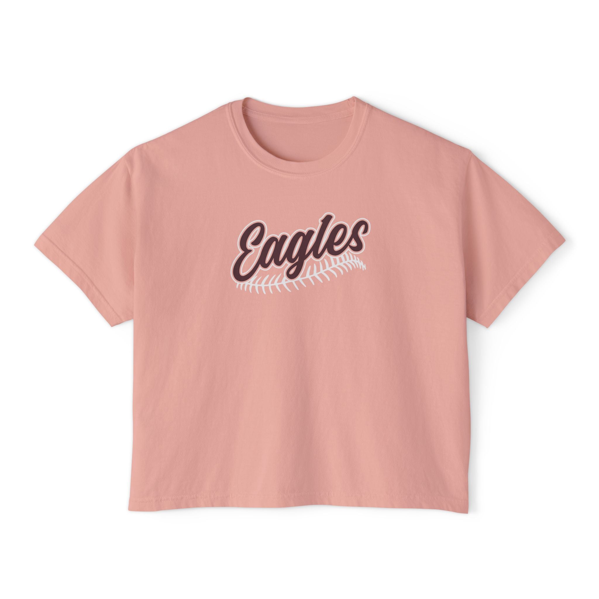 Women's New Albany Script Stitch Eagles Graphic Boxy Crop Short Sleeve Tee
