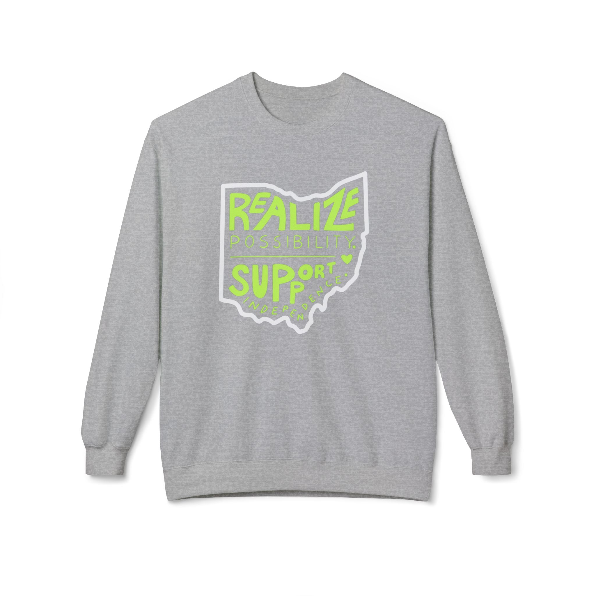 Adult Unisex Realize Possibility Support Independence Graphic Soft Style Sweatshirt