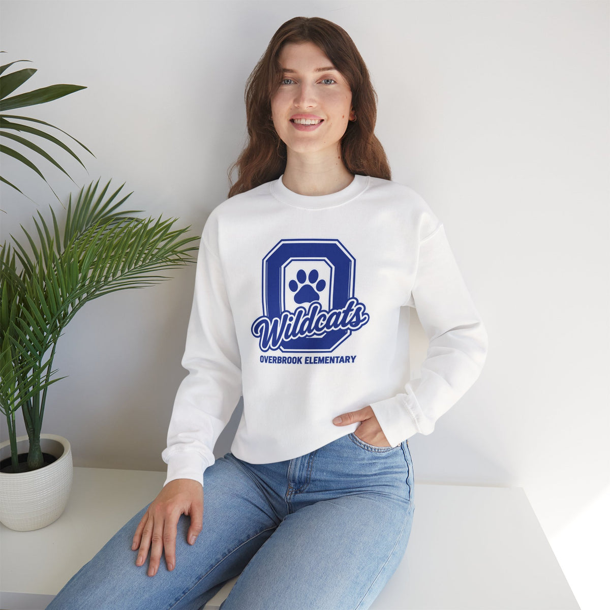 Adult Unisex Overbrook Elementary Wildcats Block Letter Graphic Sweatshirt