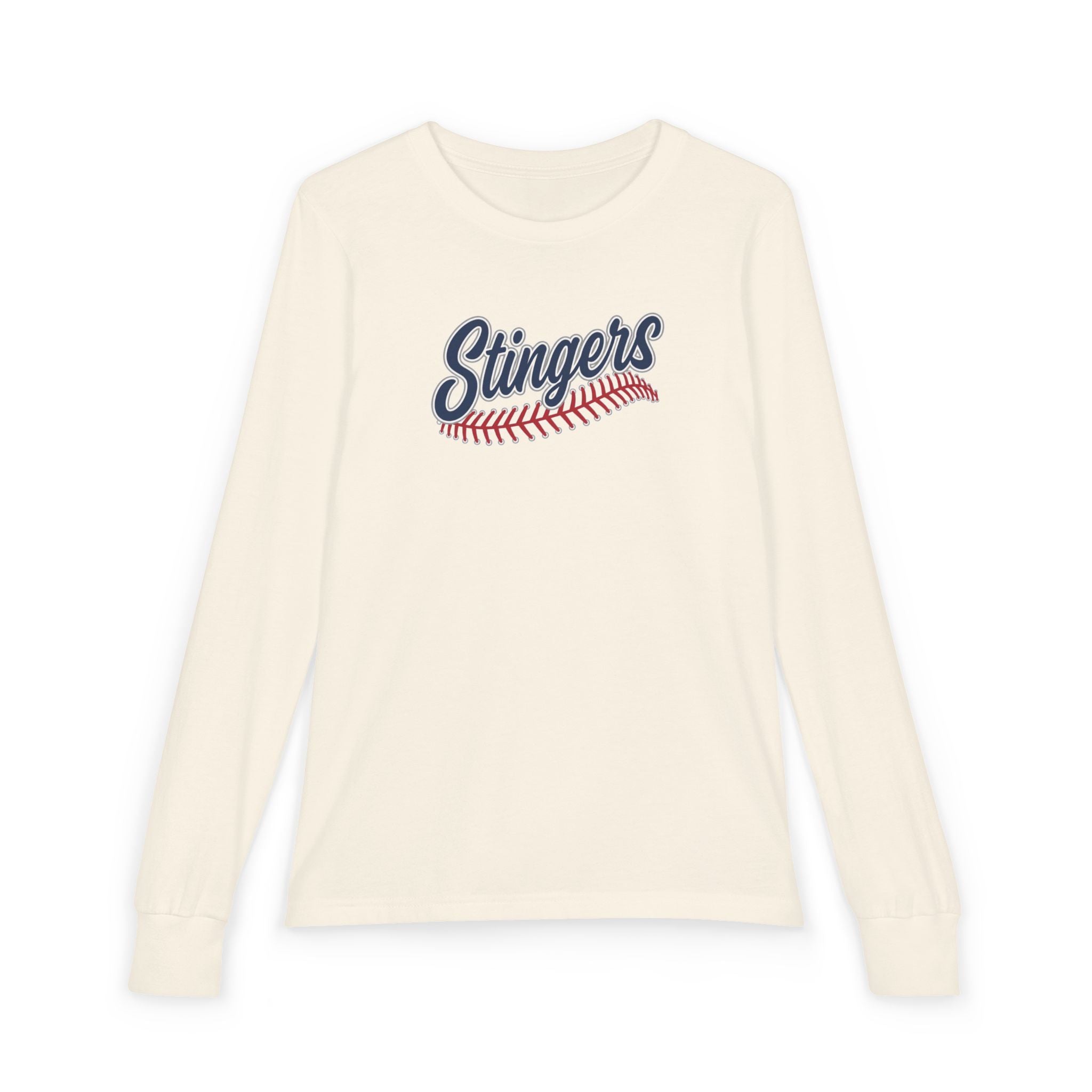 Youth Stingers Softball Stitches Graphic Bella + Canvas Long Sleeve Soft Tee
