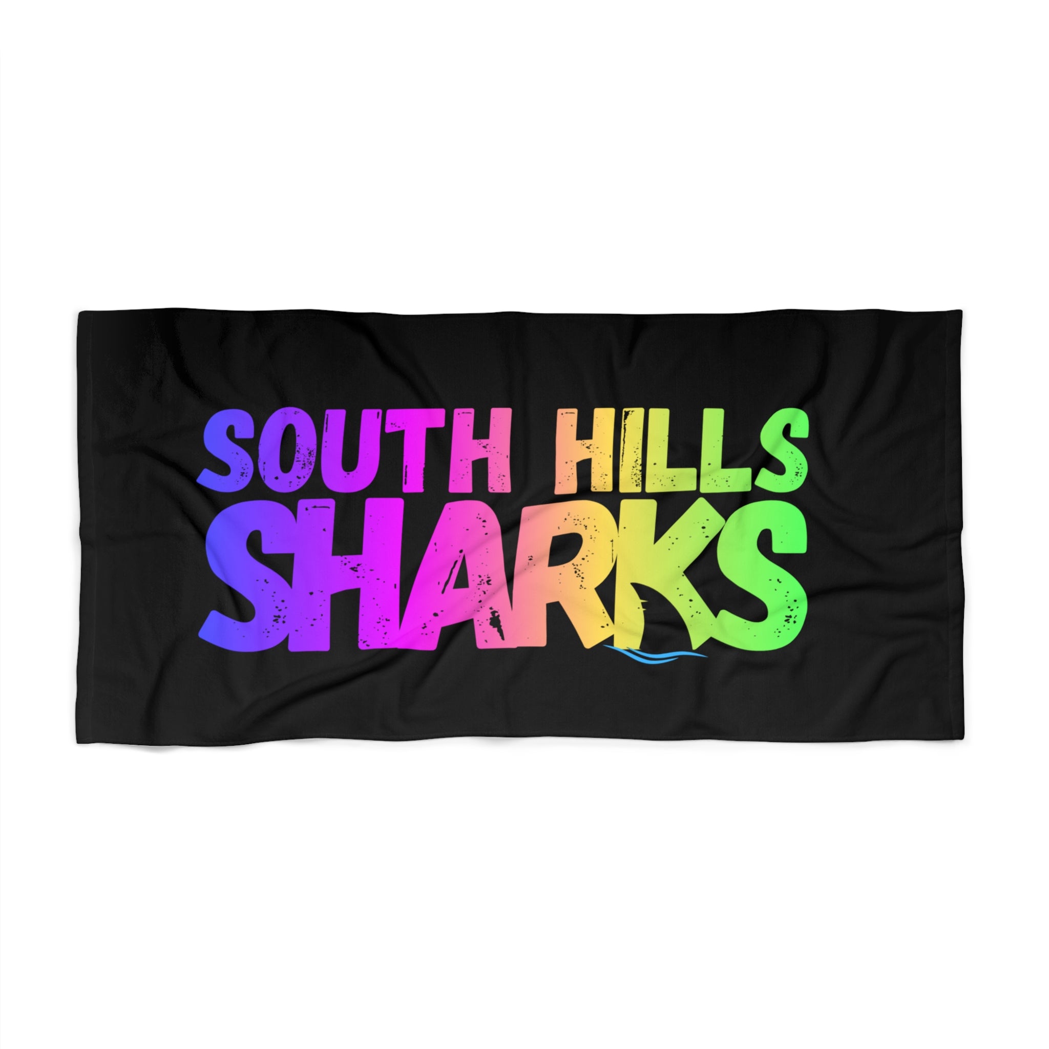South Hills Sharks Neon Rainbow Graphic Beach Towel