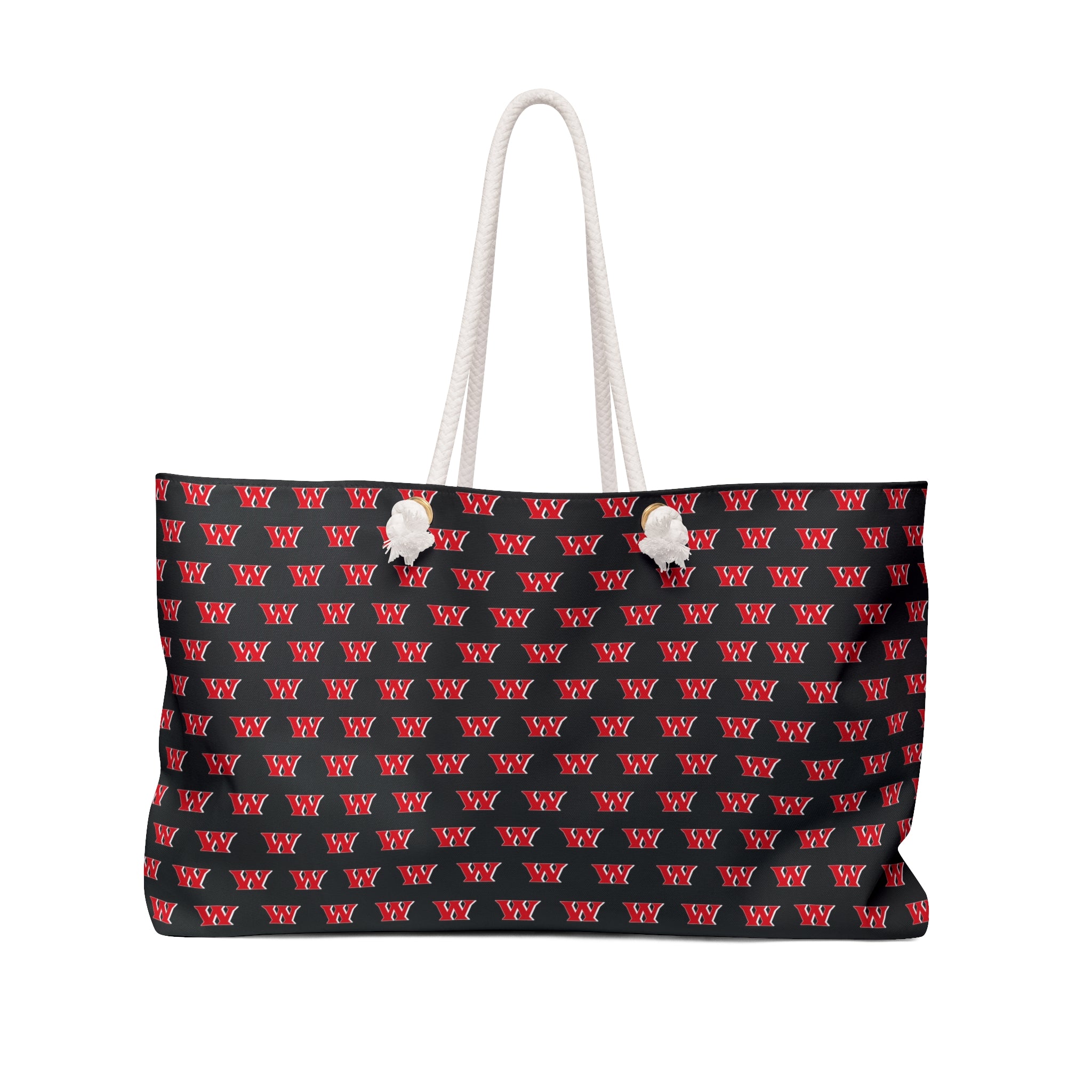 Weir Red Riders Allover W Logo Print Tote - Black