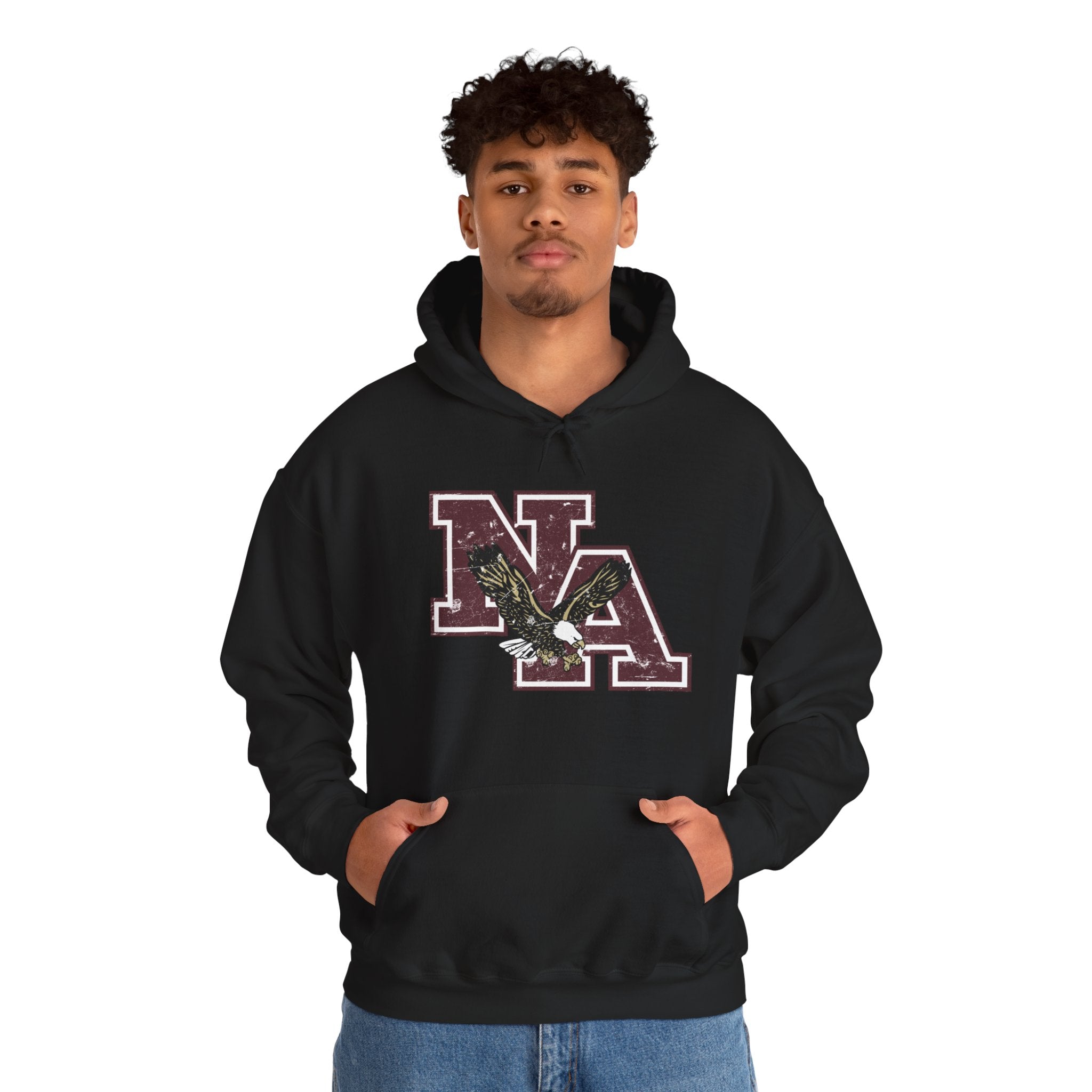 Adult Unisex Vintage Distressed Maroon Logo Graphic Hoodie