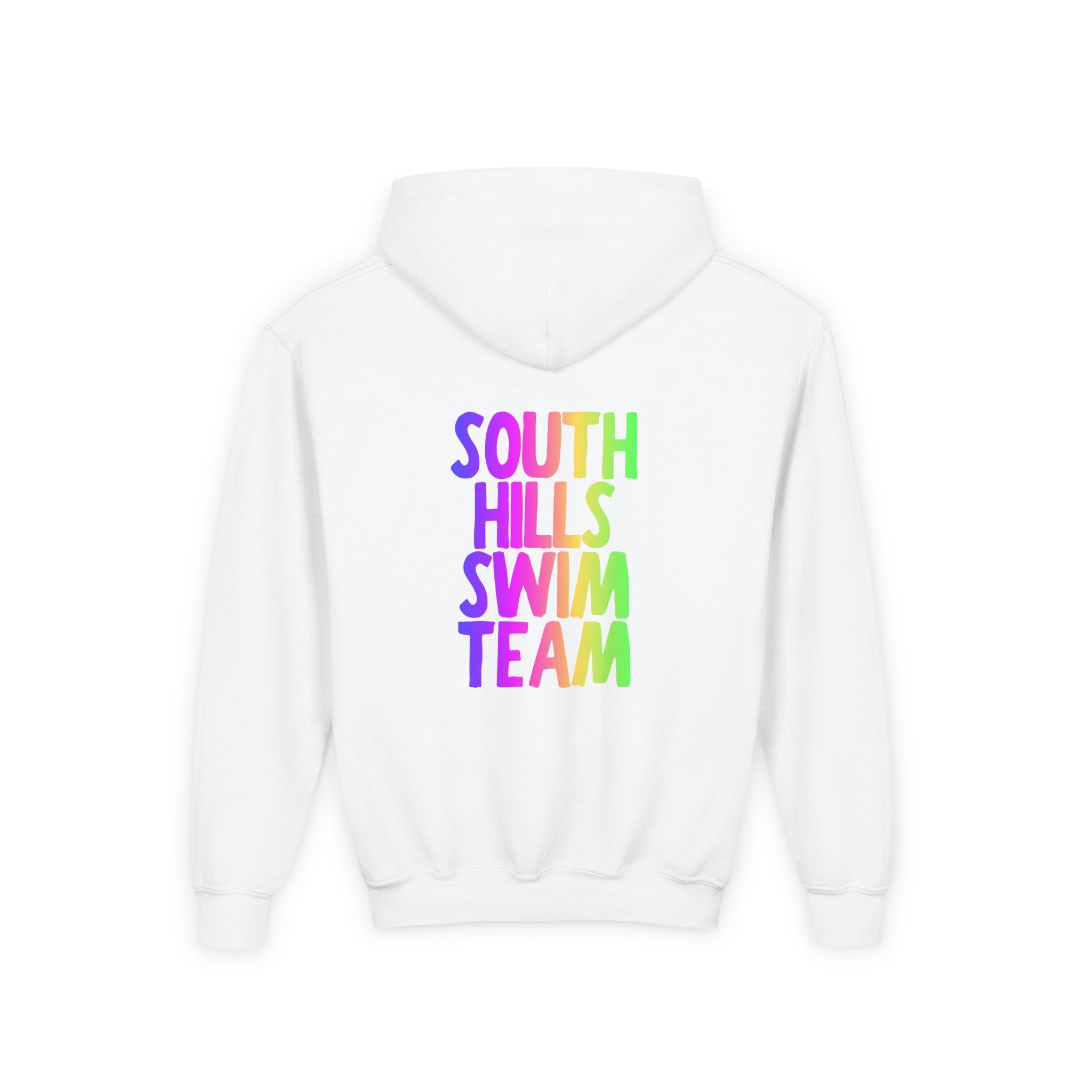 Youth South Hills Swim Team Neon Rainbow Graphic Hoodie