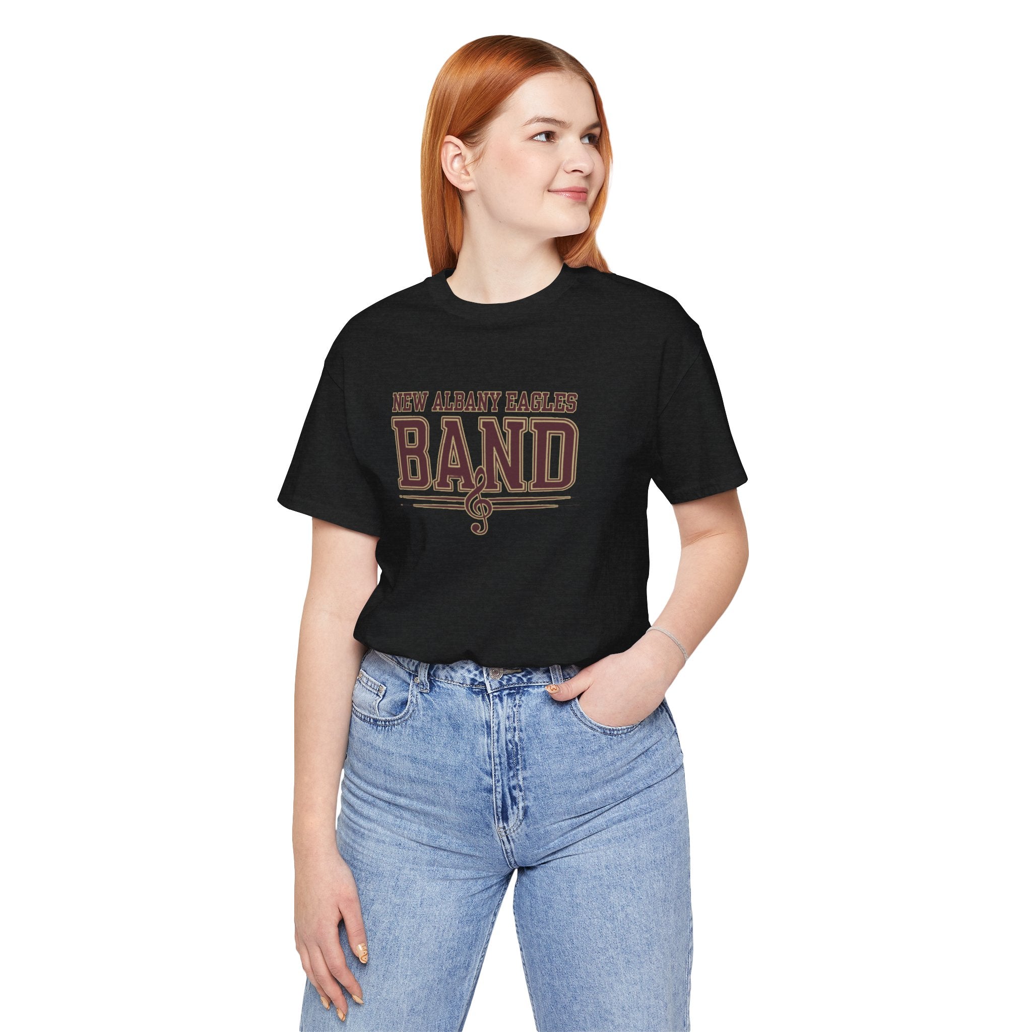 Adult Unisex New Albany Eagles Band Musical Note Graphic Short Sleeve Soft Tee