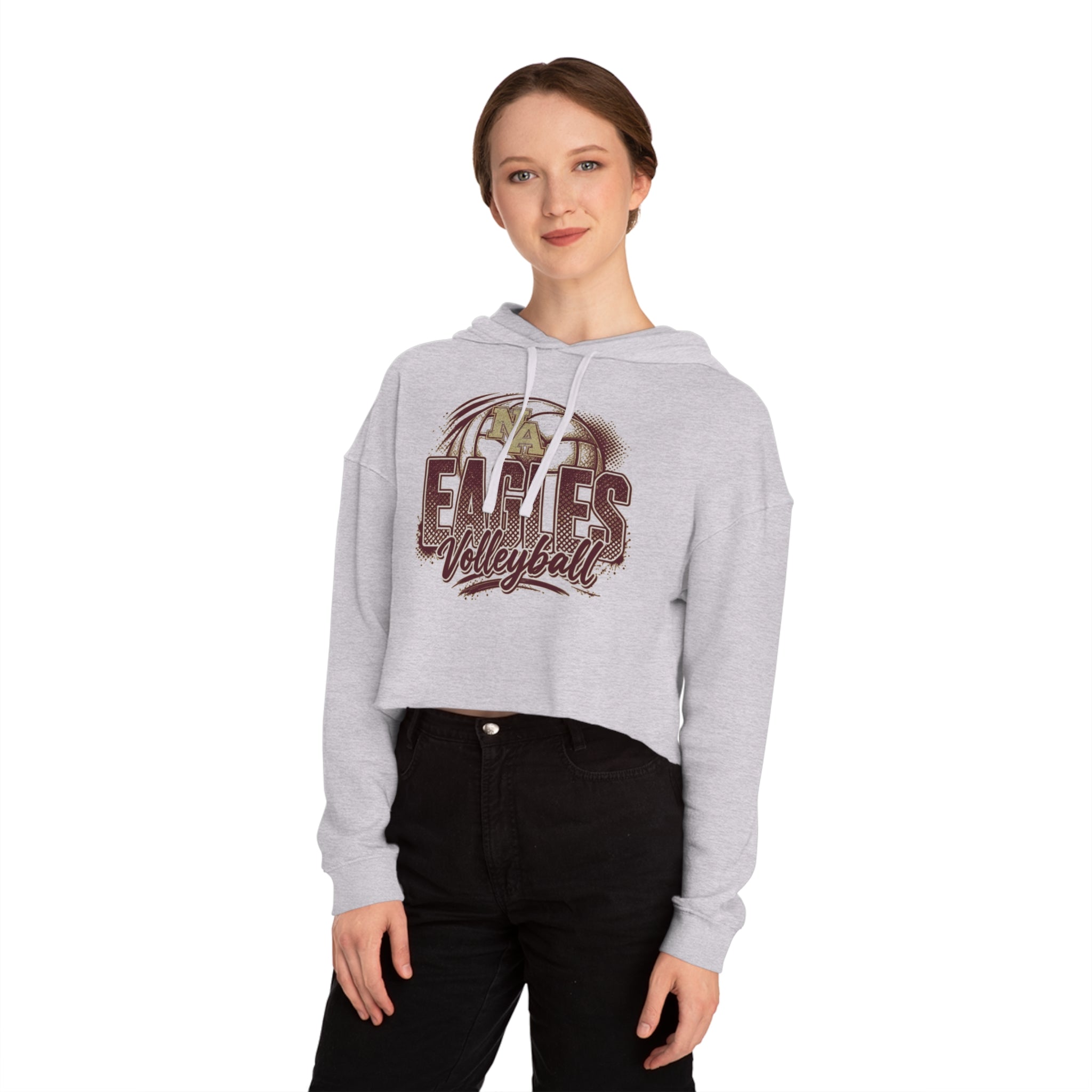 Women's New Albany Eagles Ombre Volleyball Graphic Crop Hoodie