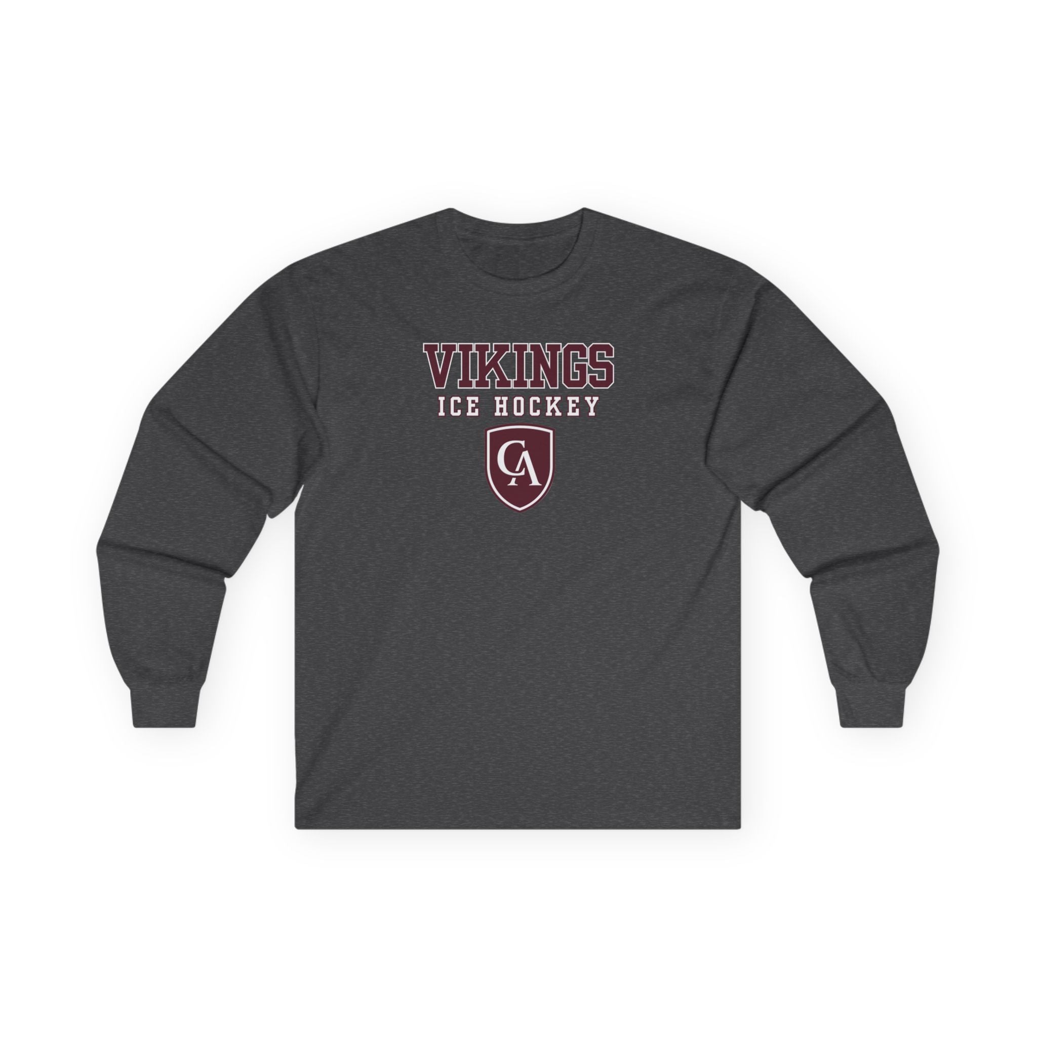 Adult Unisex Columbus Academy Vikings Ice Hockey Graphic Gildan Long Sleeve Tee