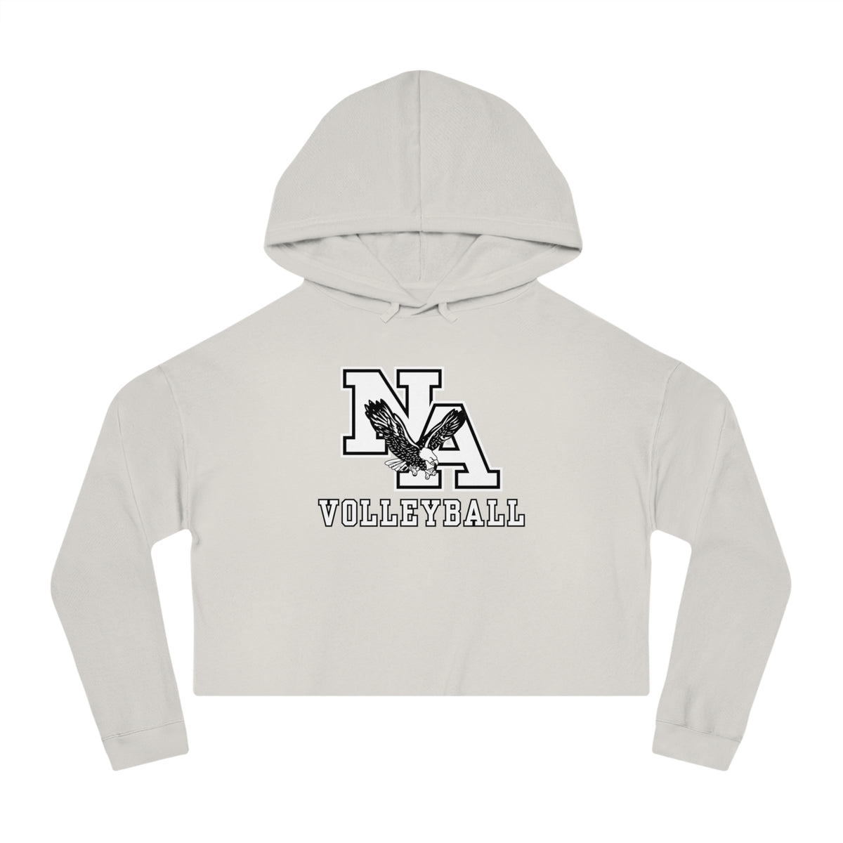 Women's New Albany Volleyball Classic White and Black Logo Graphic Crop Hoodie