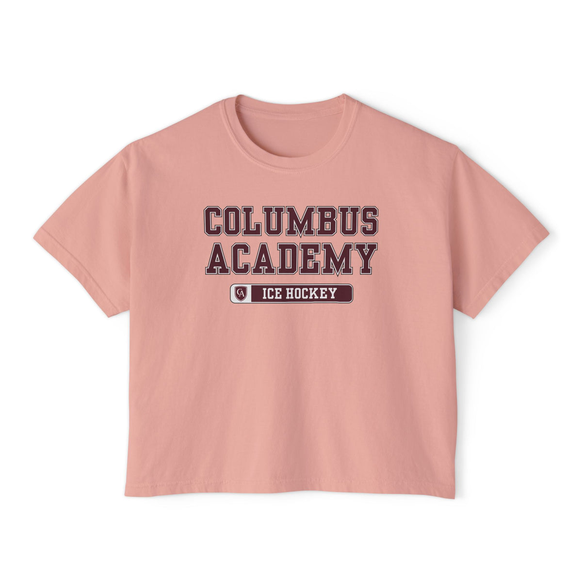 Women's Columbus Academy Ice Hockey Graphic Boxy Crop Short Sleeve Tee