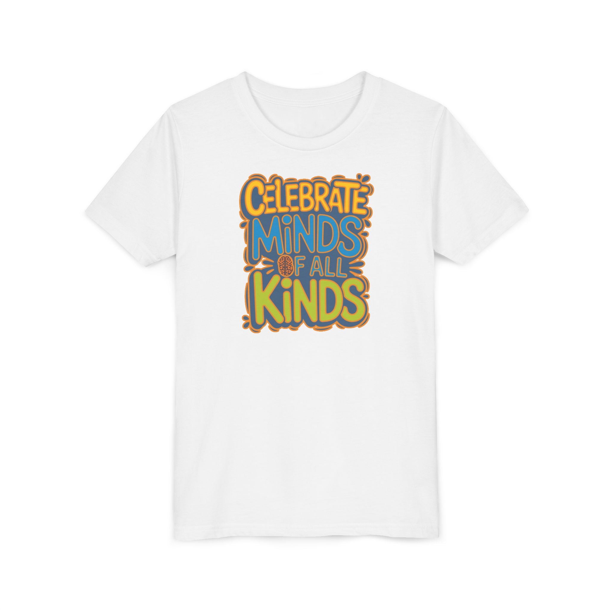 Youth Celebrate Minds Bubble Font Graphic Short Sleeve Soft Tee - Bridgeway Academy