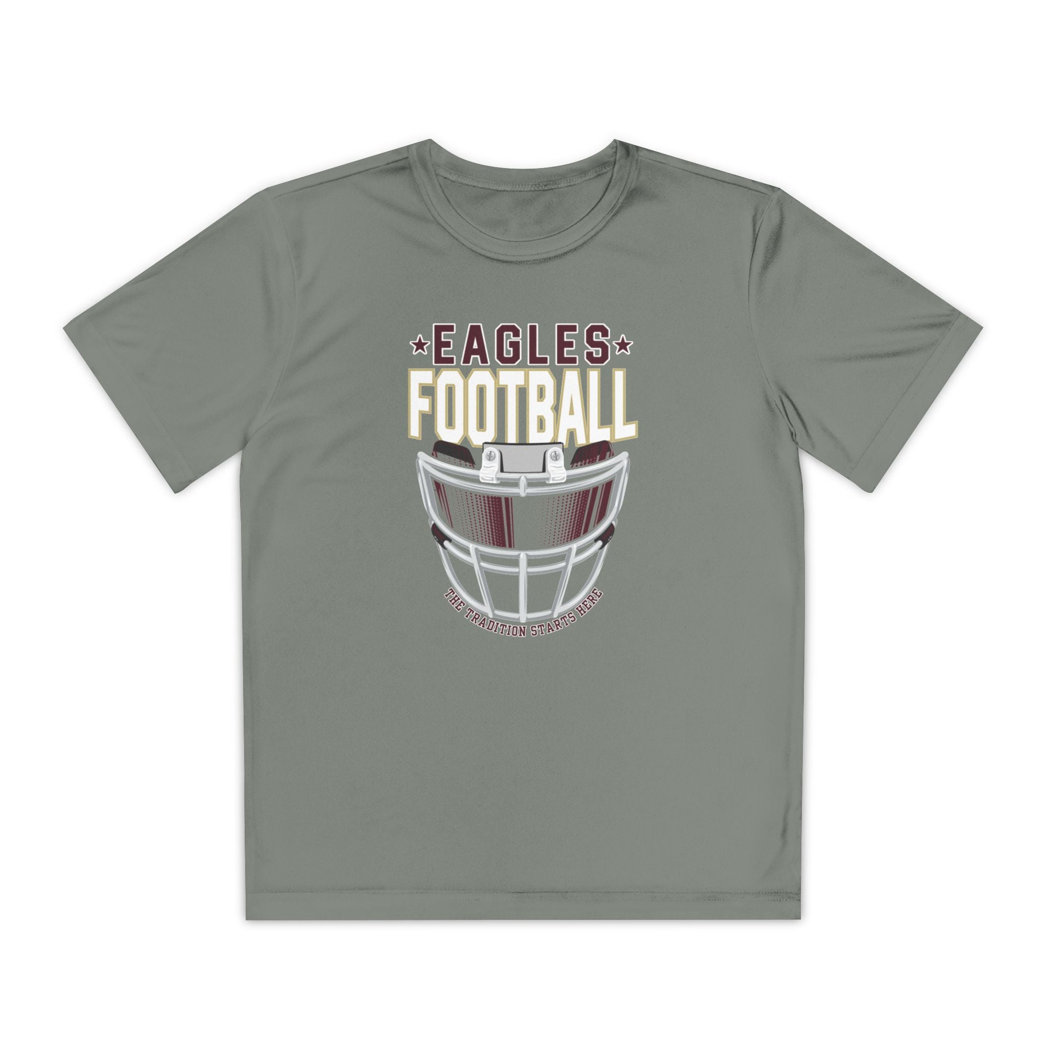 Youth Eagles Maroon Hype Helmet Graphic Short Sleeve Performance Tee