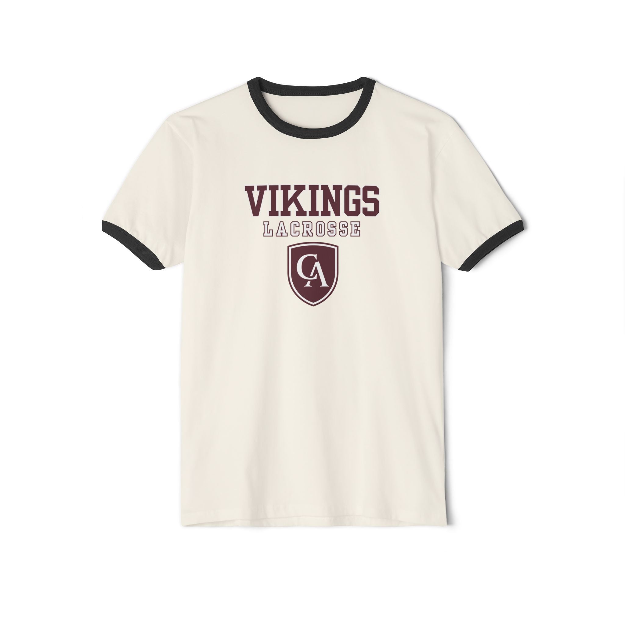 Adult Unisex Columbus Academy Vikings Lacrosse Graphic Short Sleeve Ringer Tee