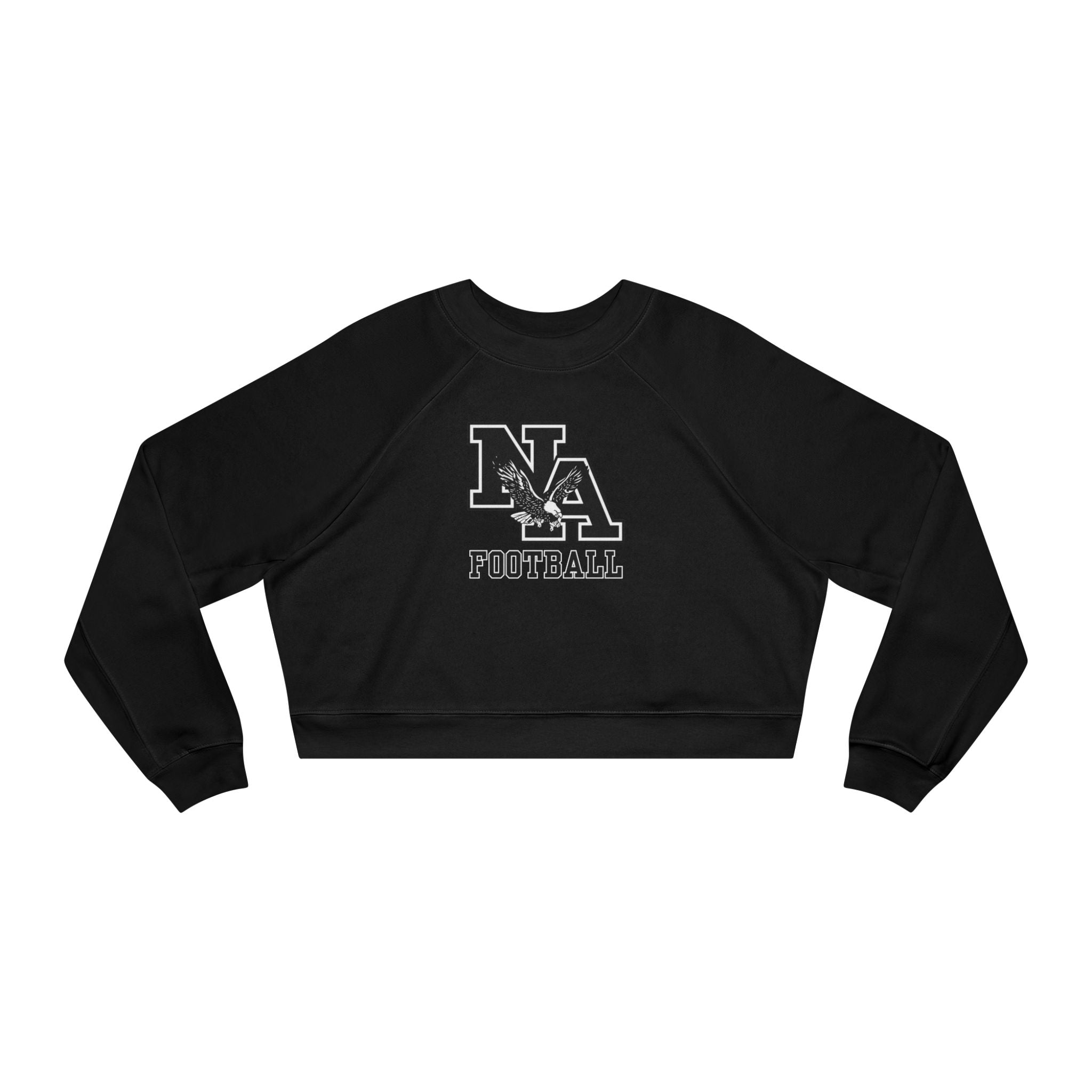 Women's Classic Logo Black Football Graphic Cropped Fleece Sweatshirt
