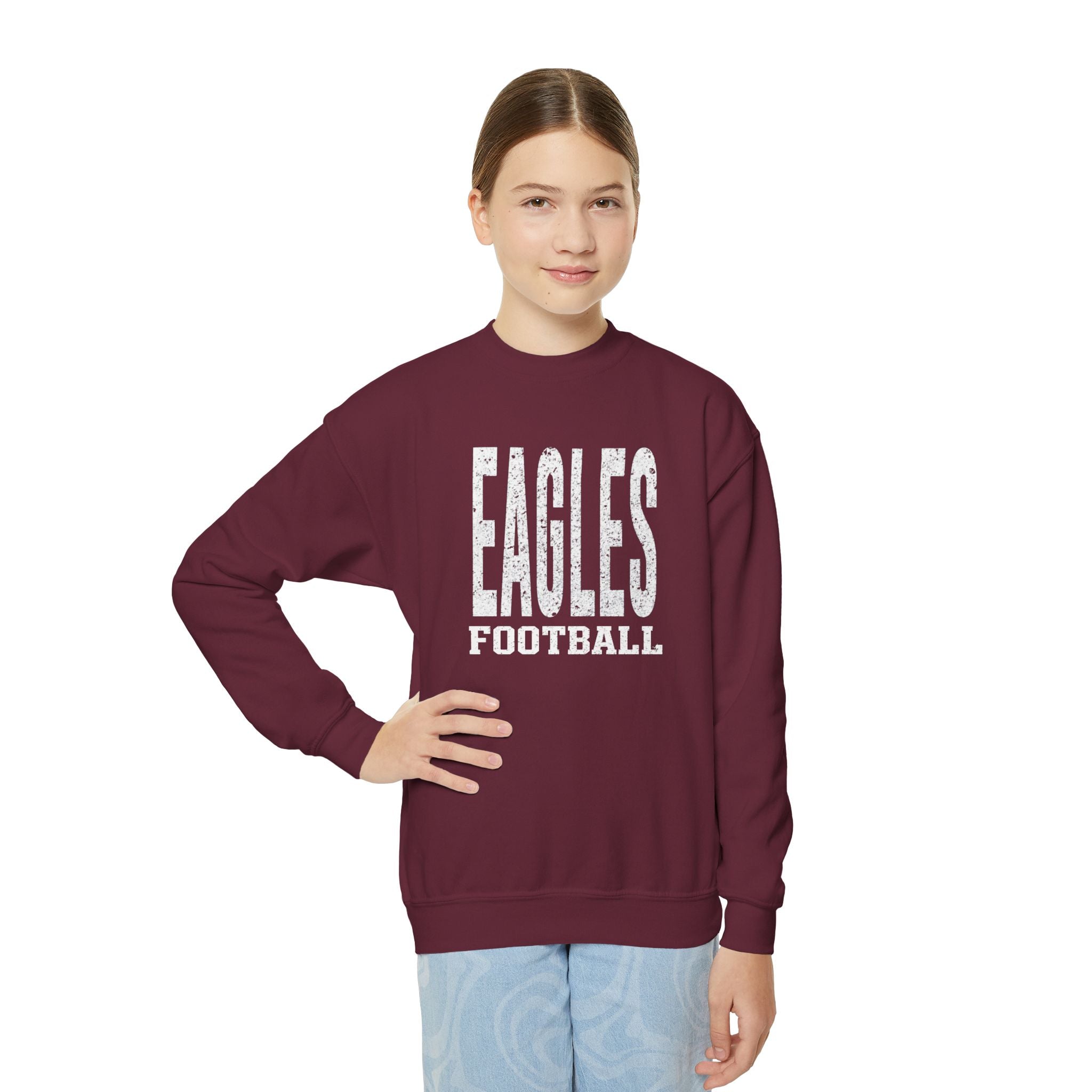 Youth New Albany Football Distressed Enlarged Graphic Gildan Heavy Blend Sweatshirt