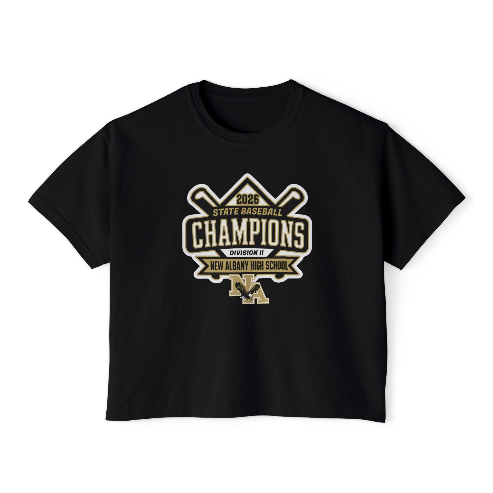 Women's NAHS Baseball Official 2026 STATE CHAMPION Boxy Crop Short Sleeve Tee
