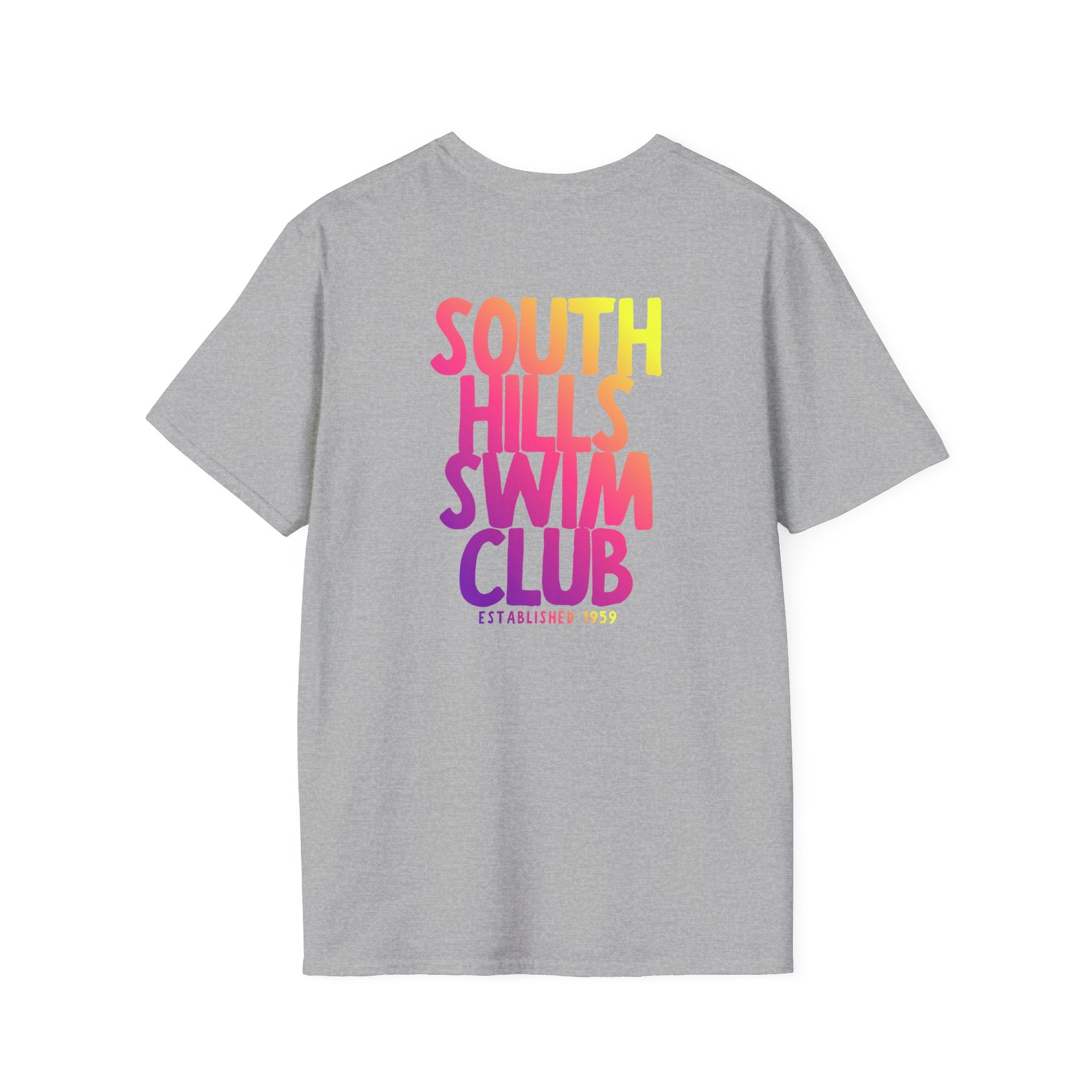 Adult Unisex South Hills Swim Club SHSC Ombre Graphic Short Sleeve Gildan Softstyle Tee