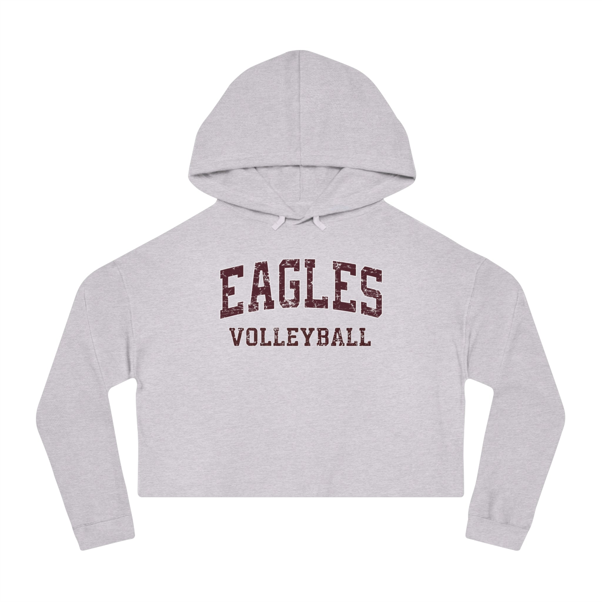 Women's New Albany Eagles Volleyball Vintage Distressed Graphic Crop Hoodie