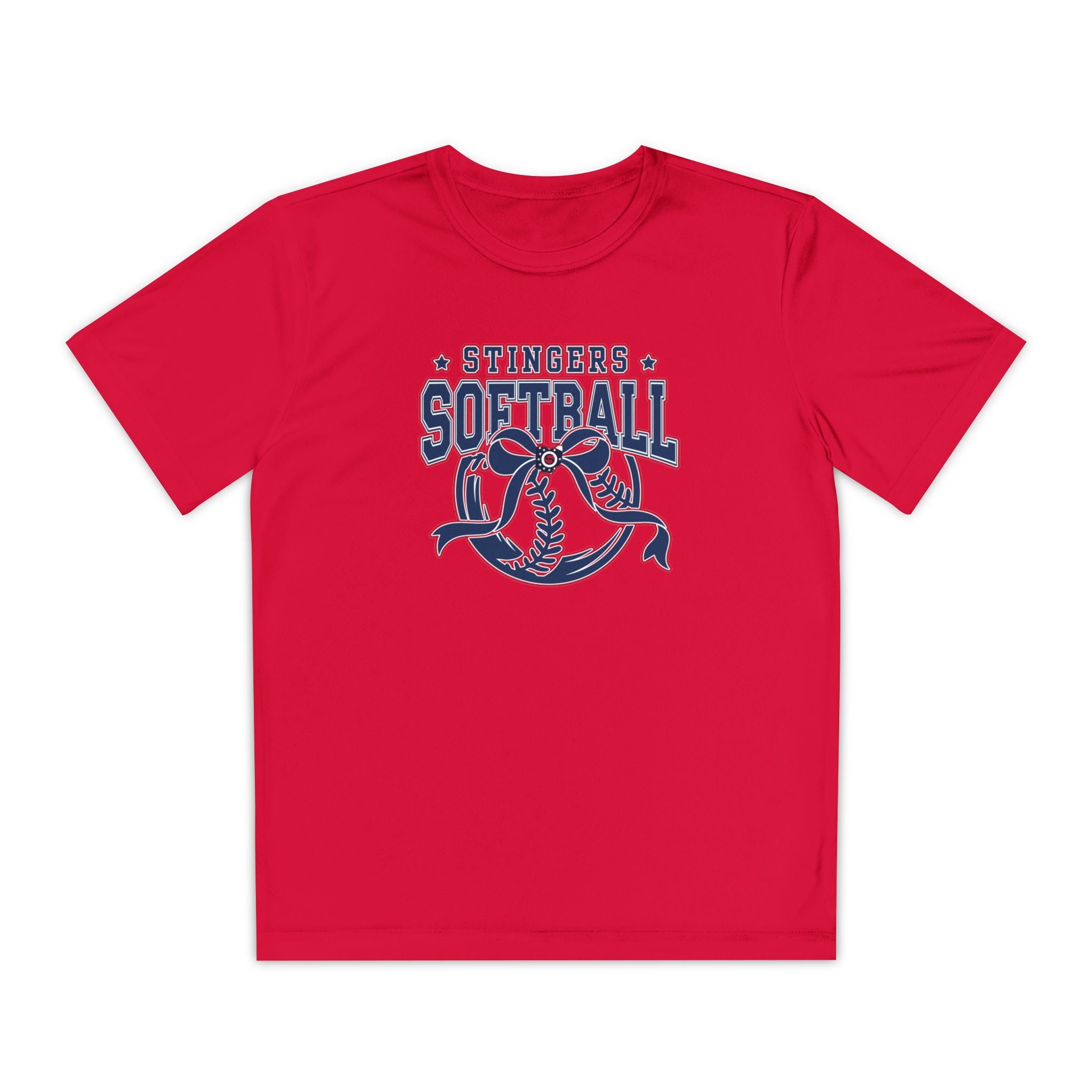 Youth Stingers Softball Spirit Bow Graphic Sport-Tek Competitor Performance Tee