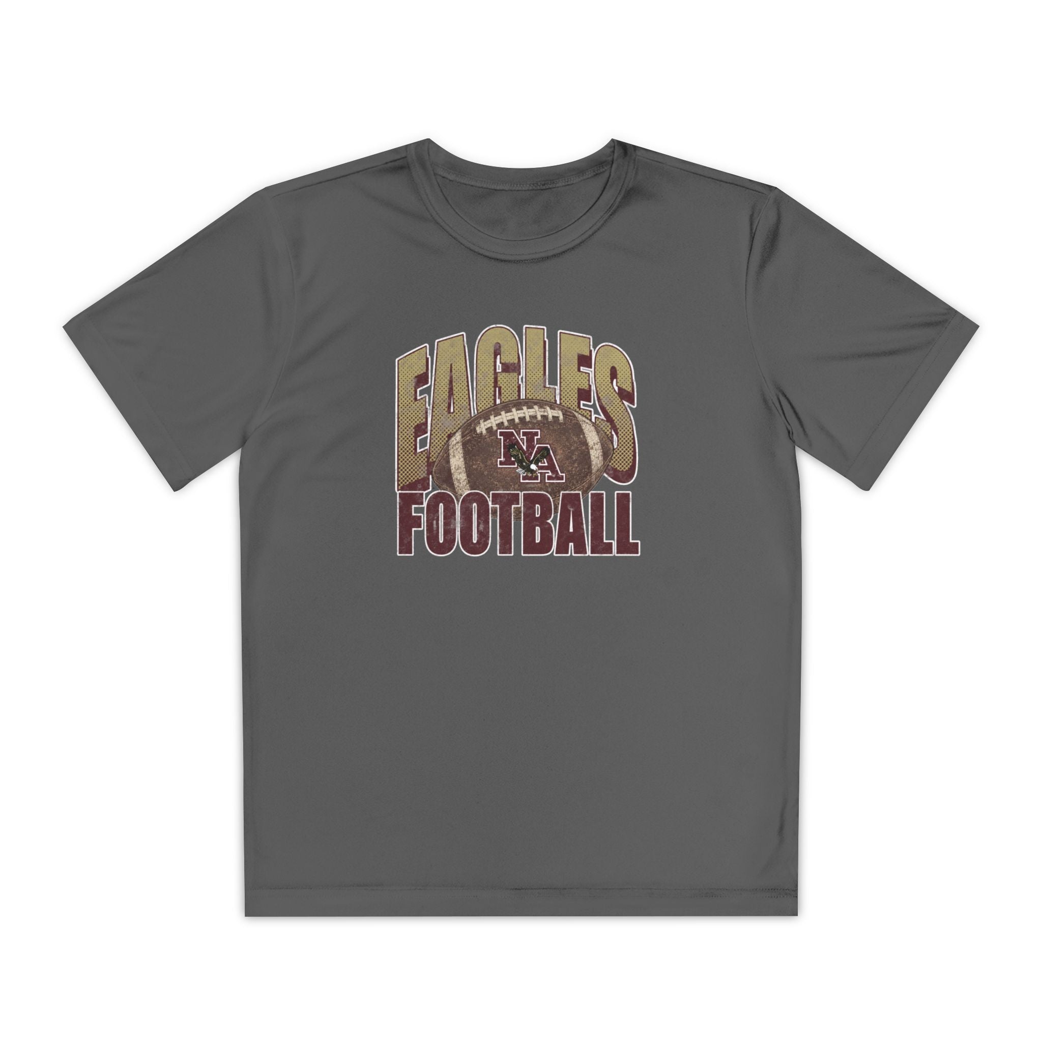Youth New Albany First-Down Distressed Football Graphic Sport-Tek Competitor Performance Tee