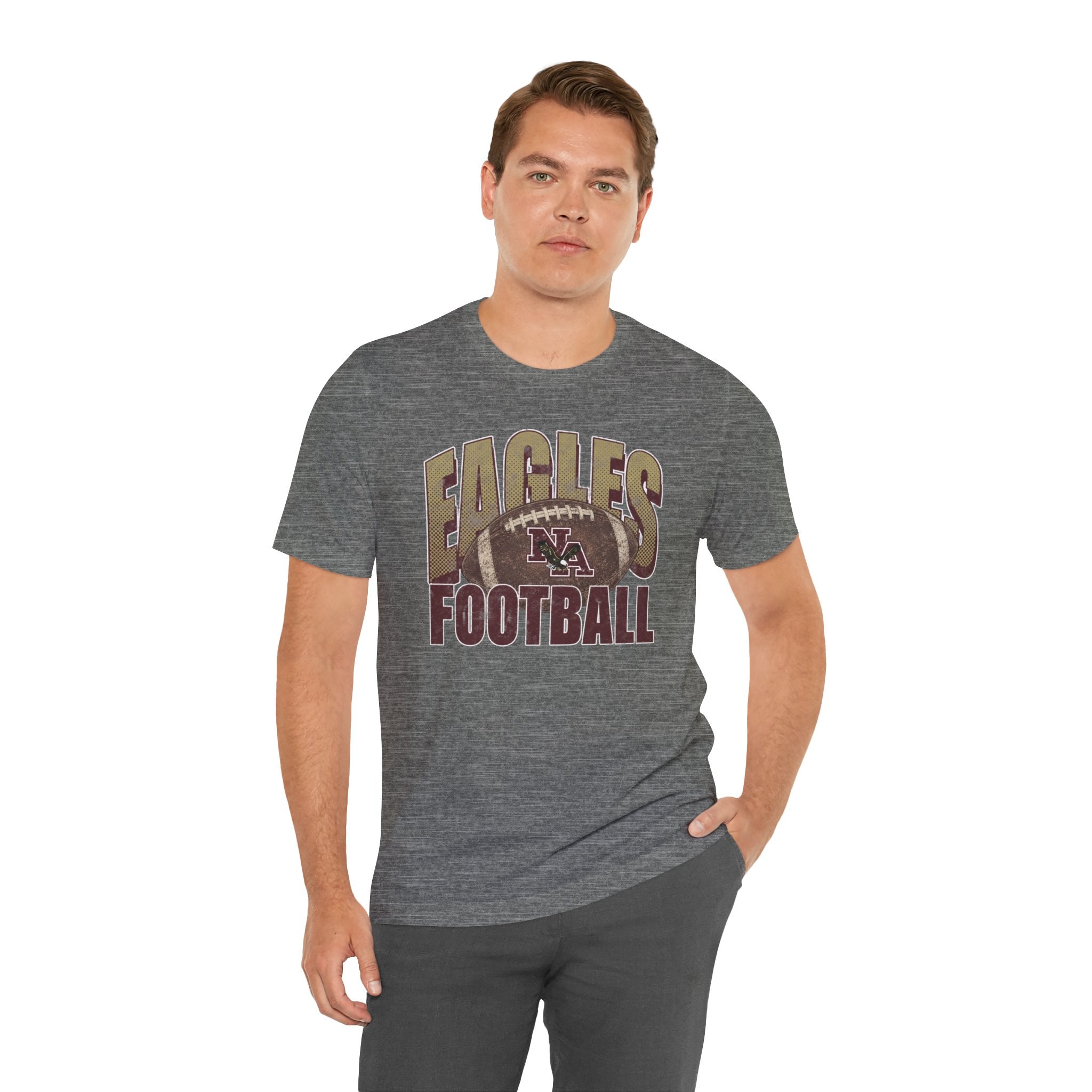 Adult Unisex New Albany First-Down Distressed Football Graphic Short Sleeve Soft Tee