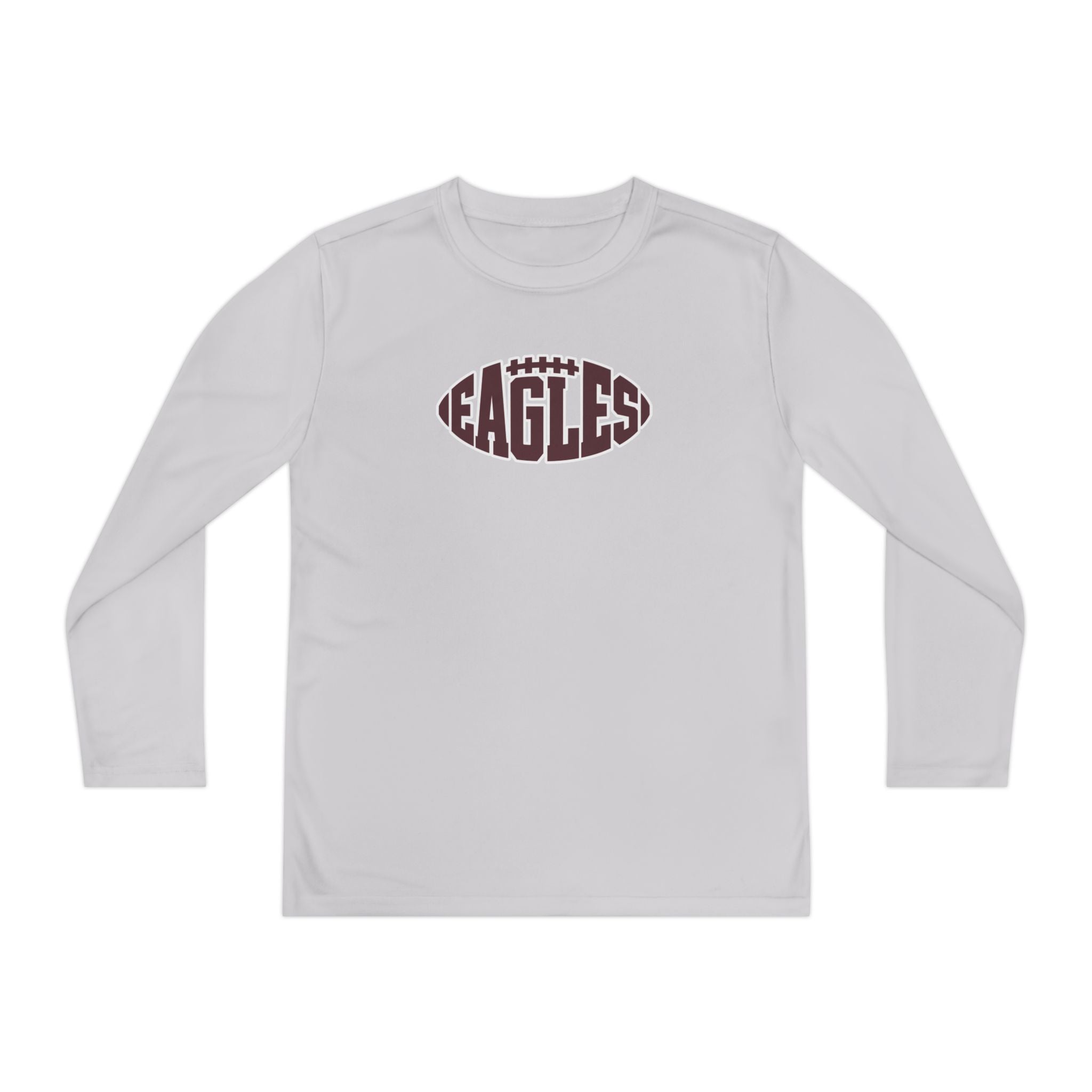 Youth New Albany Football Eagle Ball Graphic Sport-Tek Competitor Performance Long Sleeve Tee