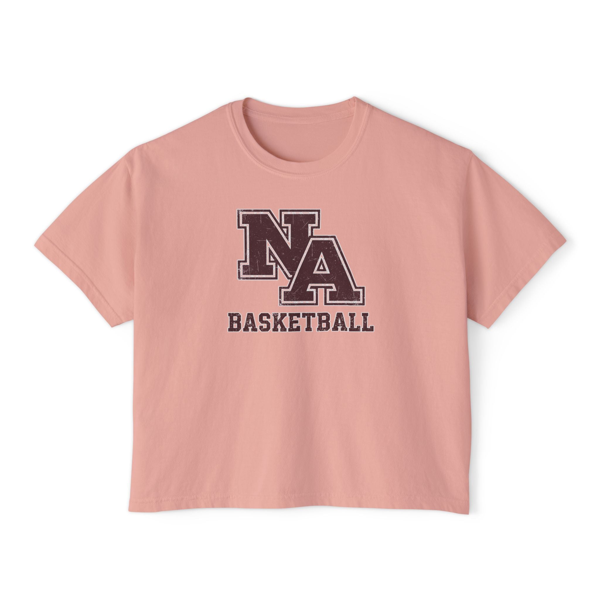Women's New Albany Basketball Vintage Vibe Logo Graphic Boxy Crop Short Sleeve Tee