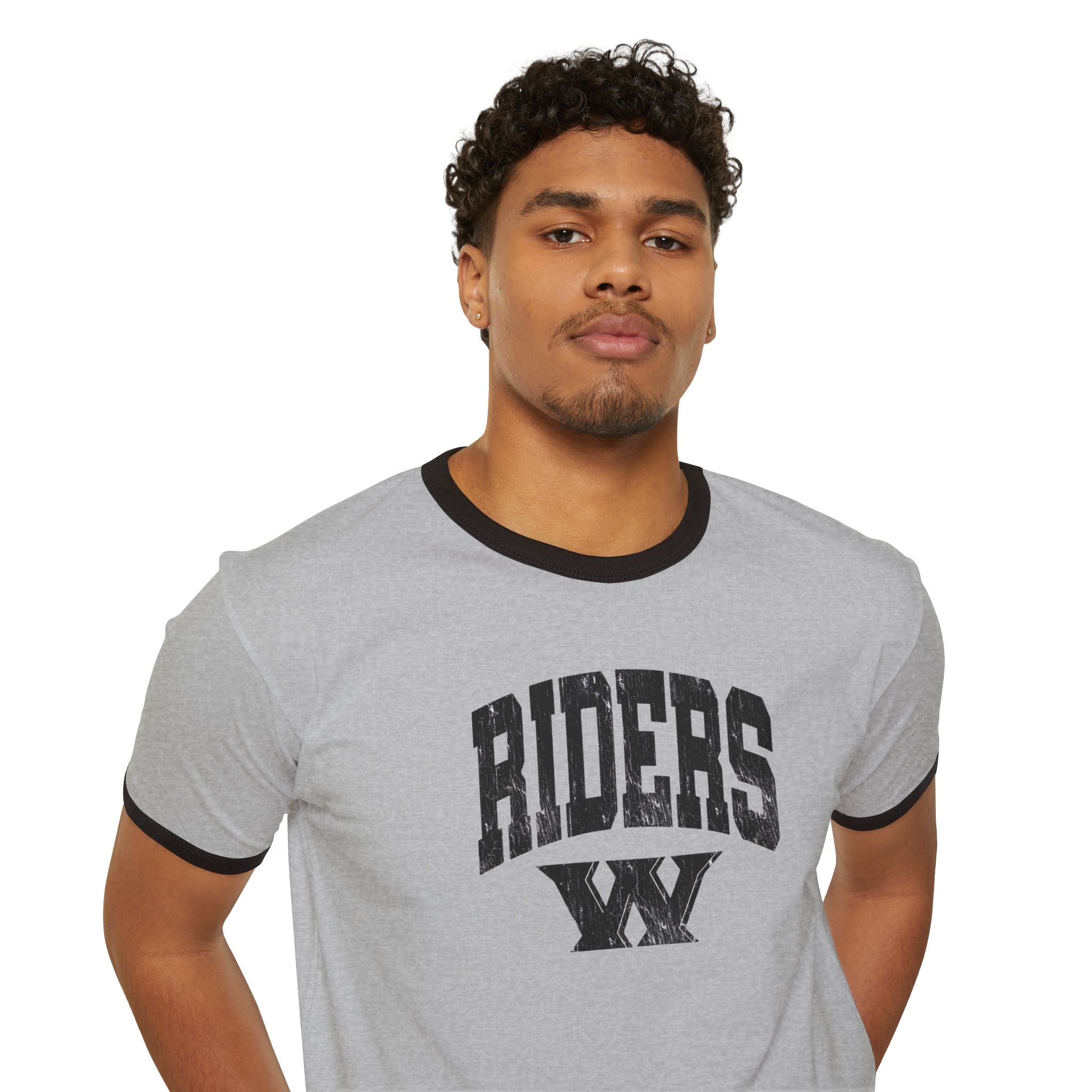 Adult Unisex Riders Arch Vintage Distressed W Graphic Short Sleeve Ringer Tee