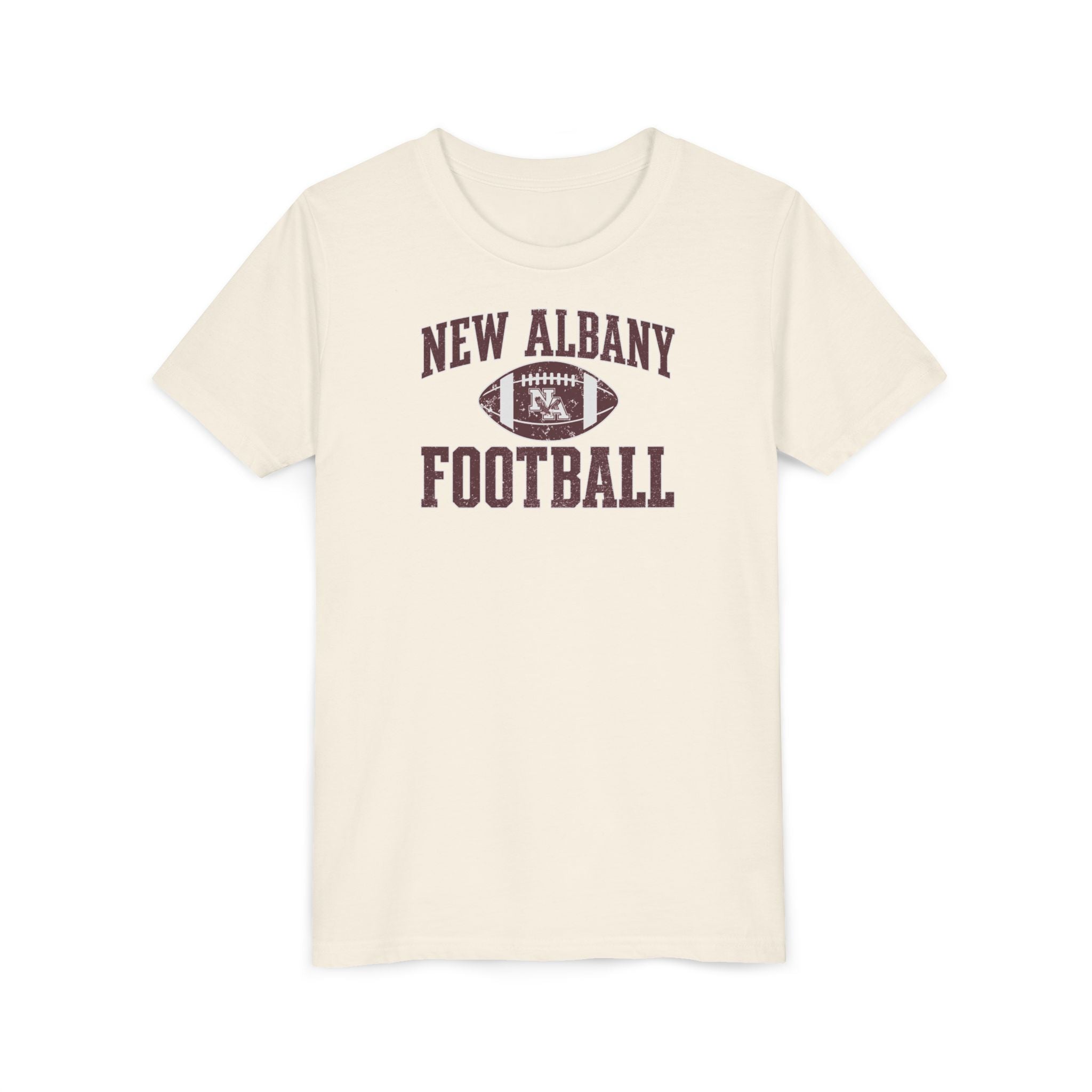 Youth New Albany Vintage Vibes Football Helmet Graphic Short Sleeve Bella + Canvas Soft Tee