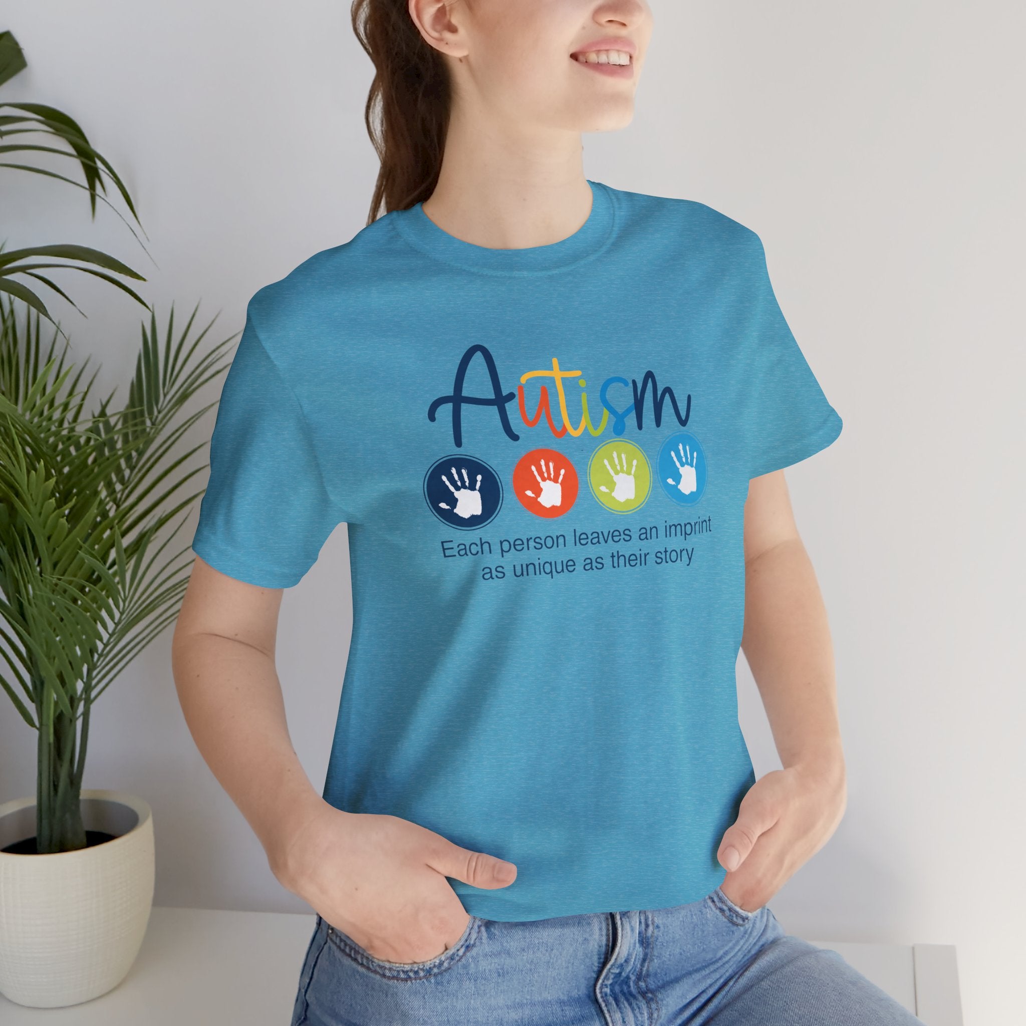 Adult Unisex Autism Imprint Graphic Short Sleeve Soft Tee