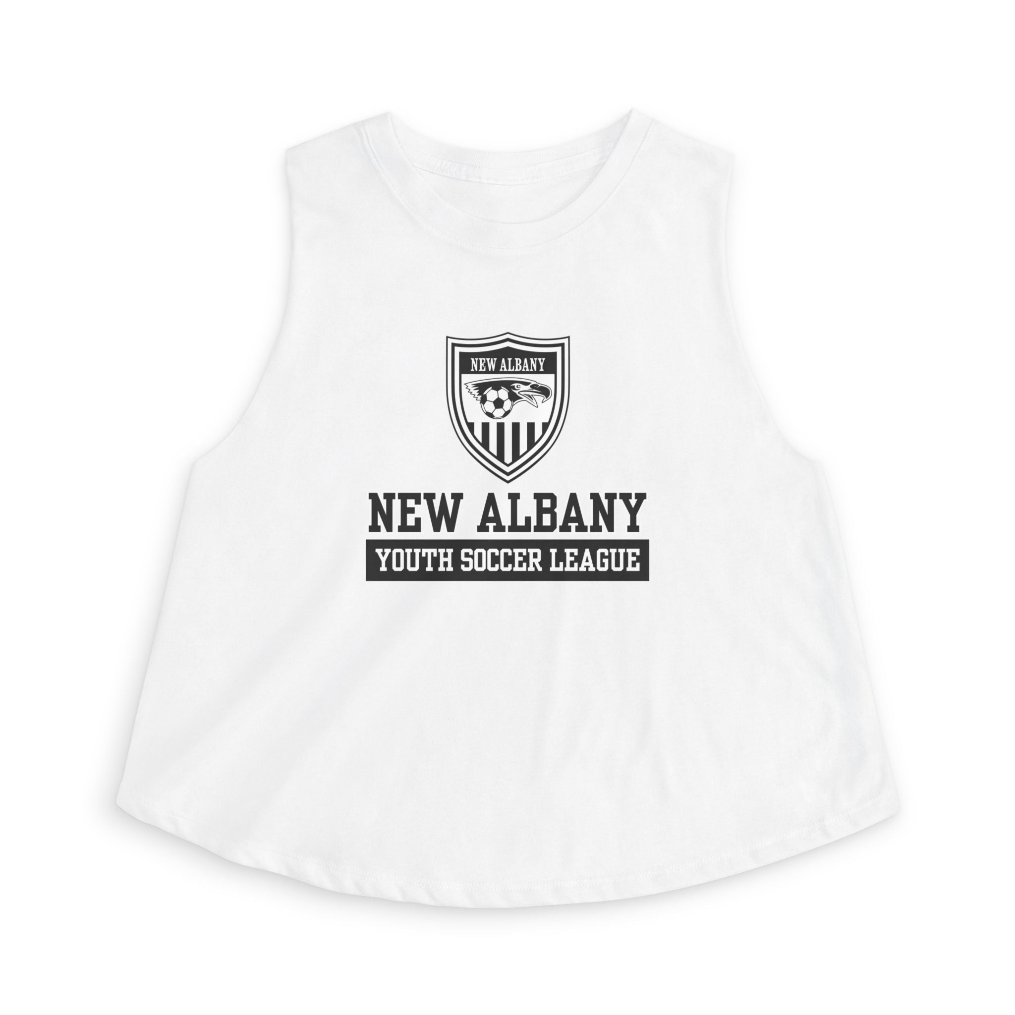 Women's New Albany Youth Soccer League Game Day Graphic Crop Tank