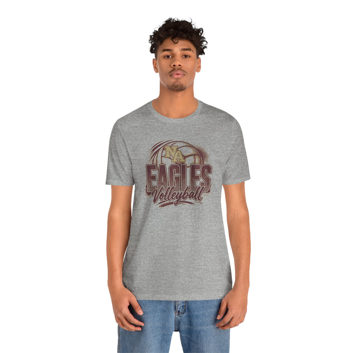 Adult Unisex New Albany Eagles Ombre Volleyball Graphic Short Sleeve Soft Tee