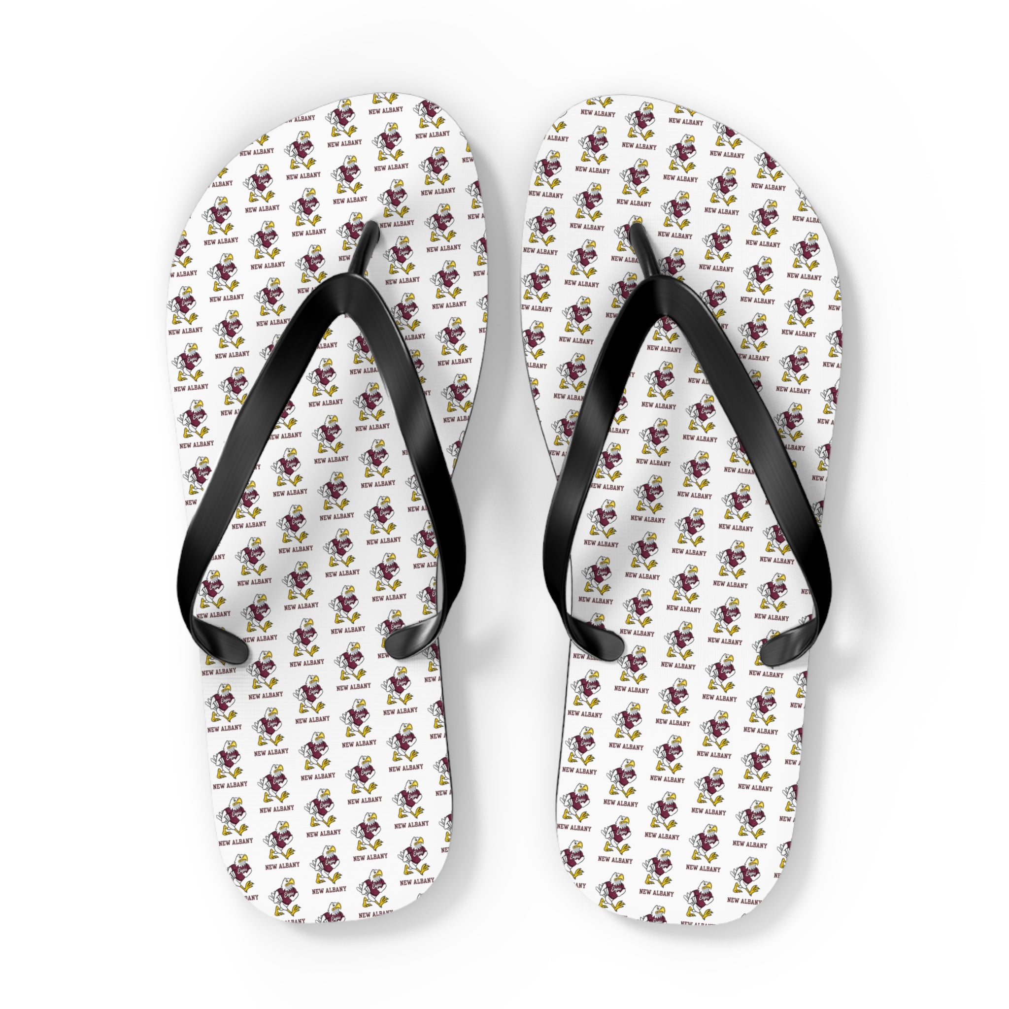 Adult Unisex Vintage Fighting Eagle White Flip Flops - New Albany Eagles