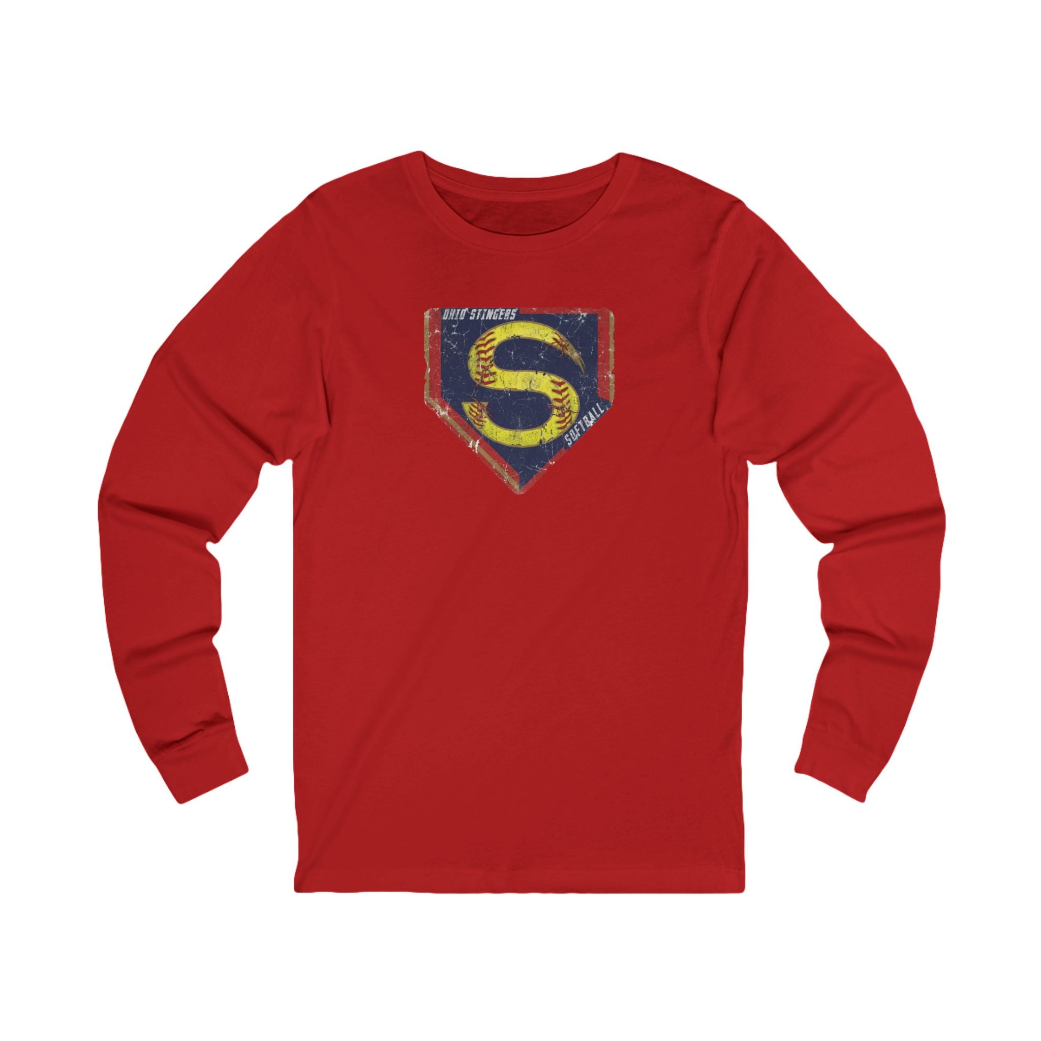 Adult Unisex Stingers Softball Distressed Logo Graphic Long Sleeve Bella + Canvas Soft Tee