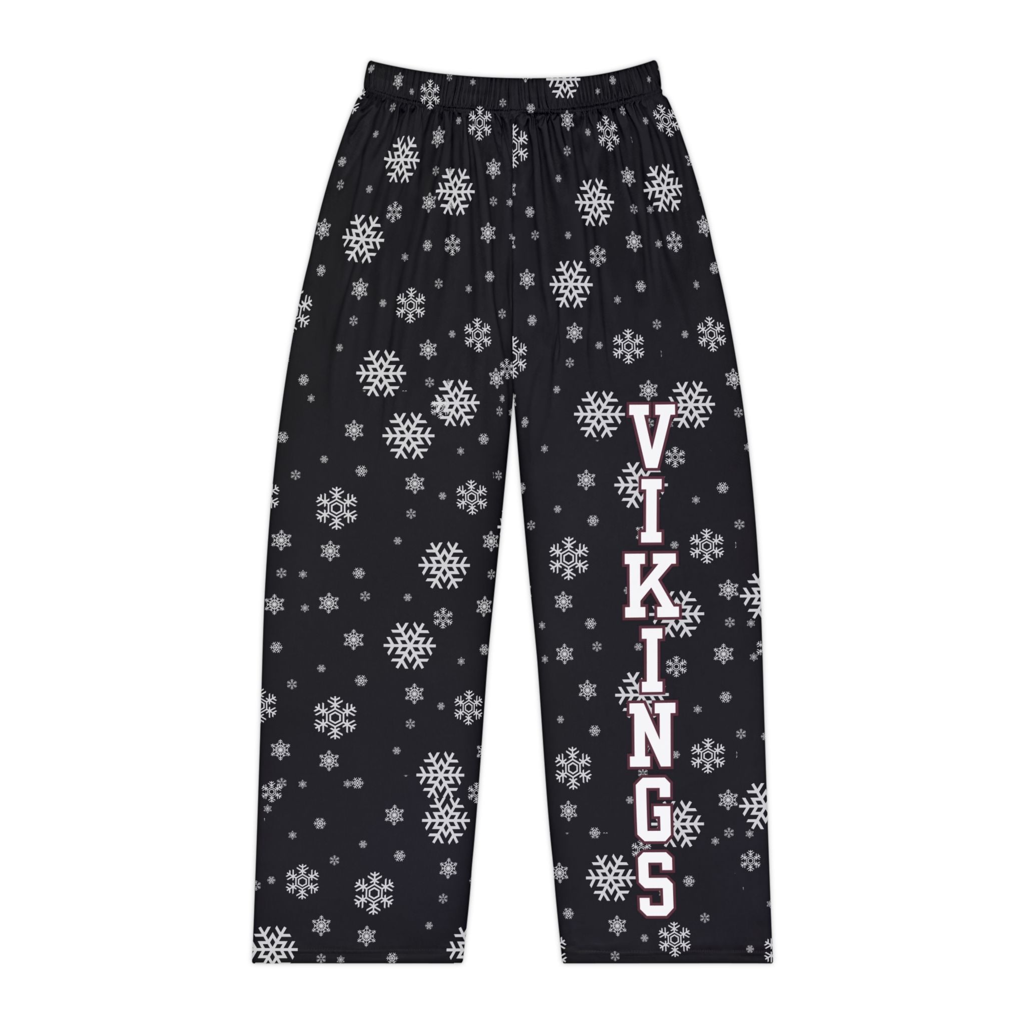 Women's Columbus Academy Vikings Spirited Snowflake Black Printed Pajama Pants
