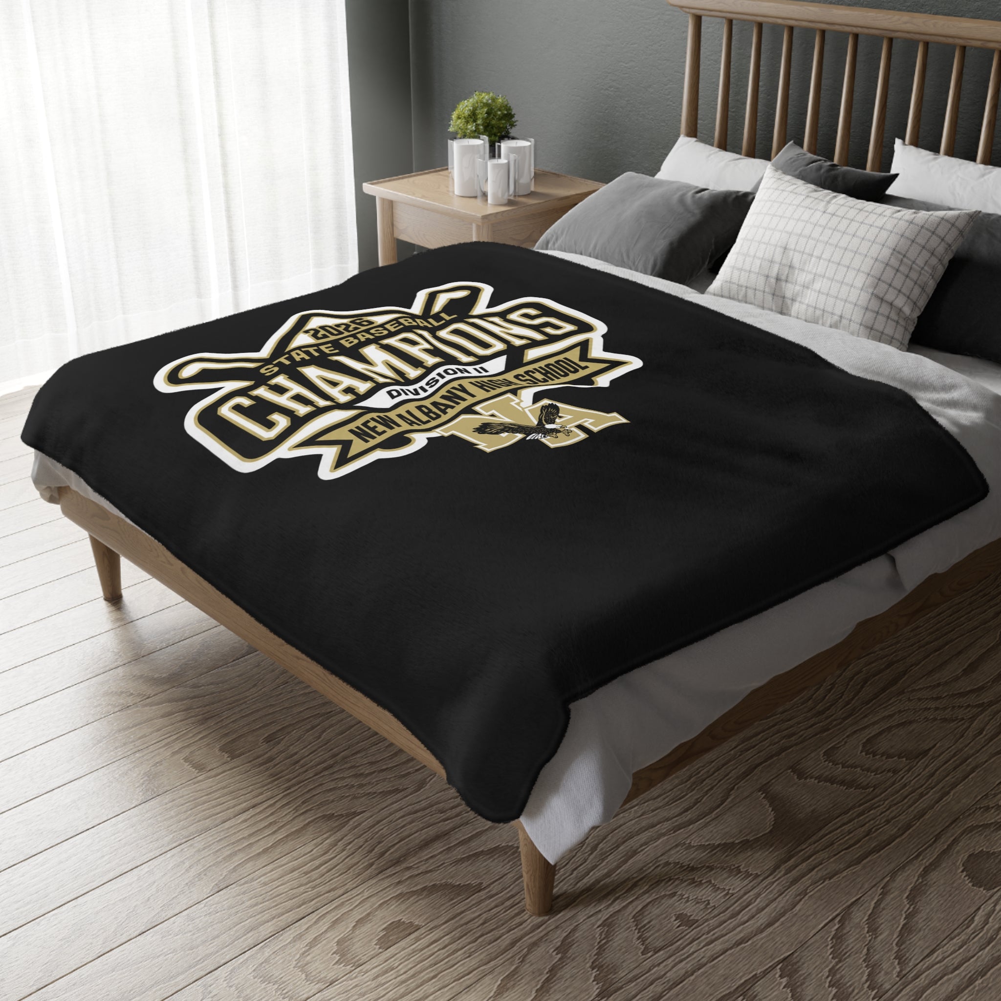 NAHS Baseball Official 2026 STATE CHAMPION Super Soft Reversible Velveteen Microfiber Blanket (Two-sided print)