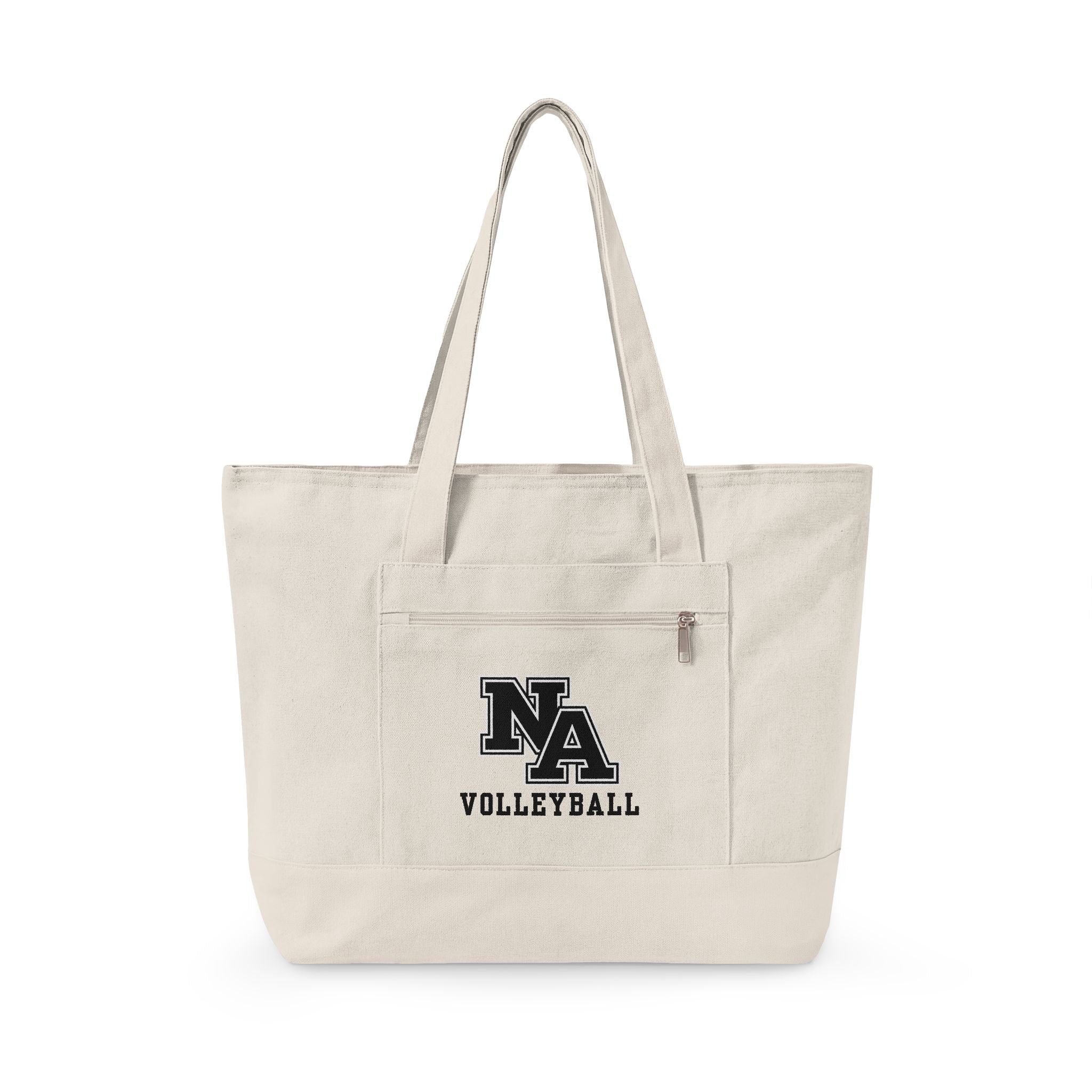 New Albany Classic Black Volleyball Logo Graphic Zippered Canvas Tote