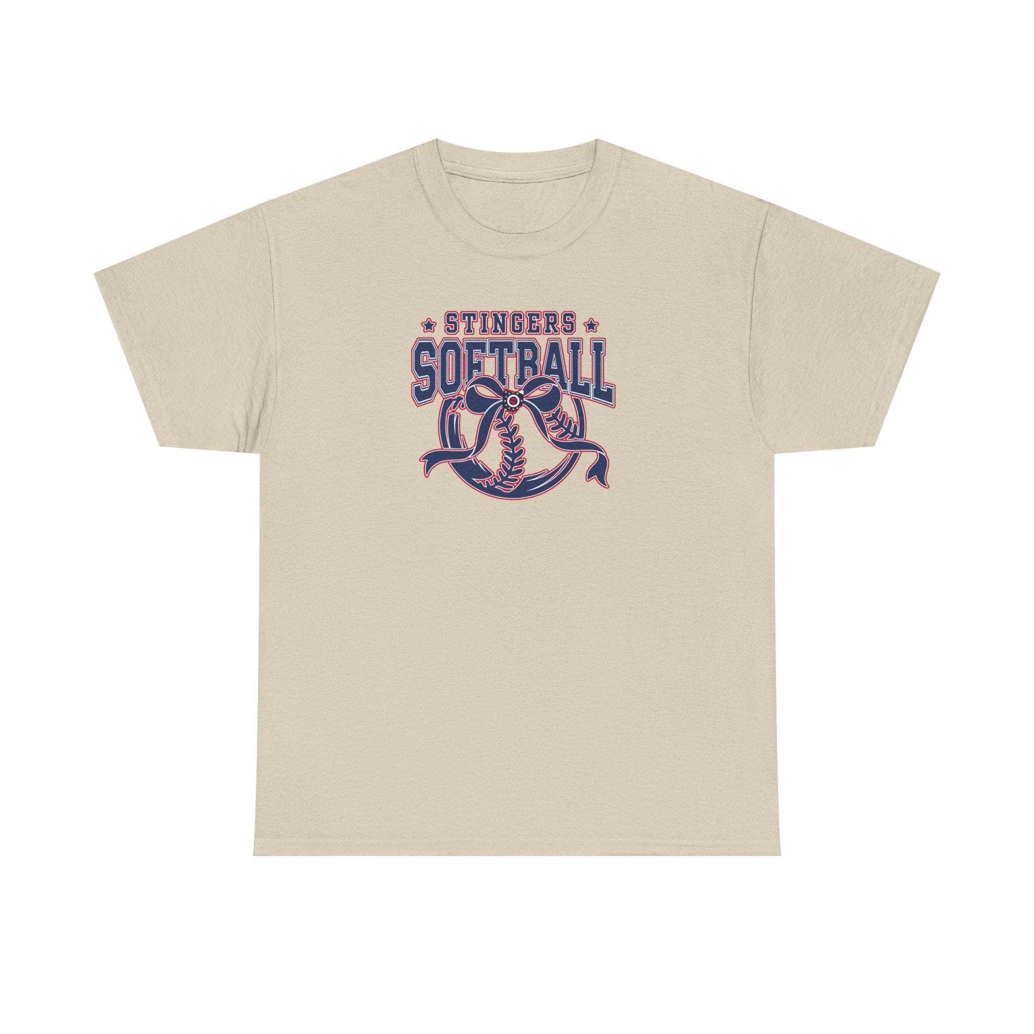 Adult Unisex Stingers Softball Spirit Bow Graphic Short Sleeve Gildan Heavy Tee