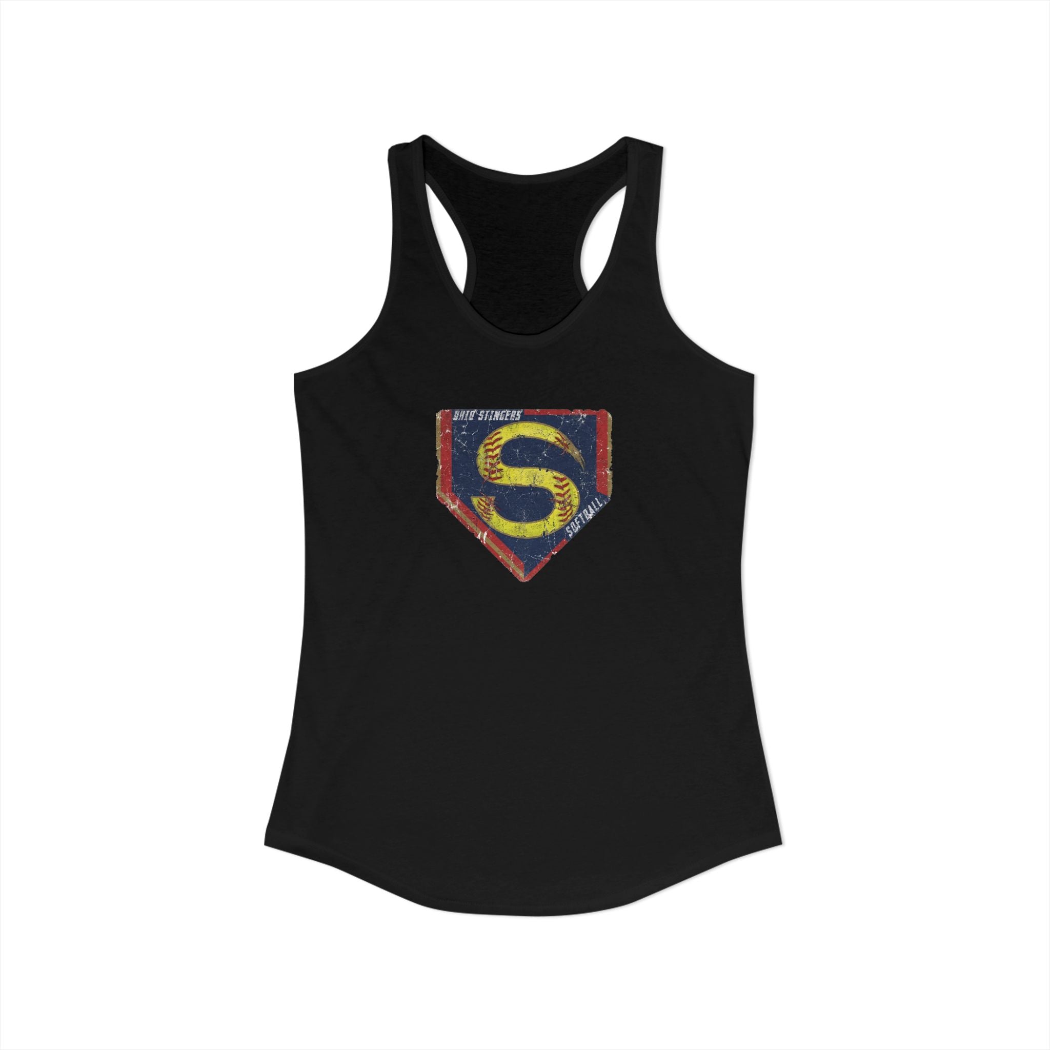 Women's Stingers Softball Distressed Logo Graphic Next Level Racerback Tank
