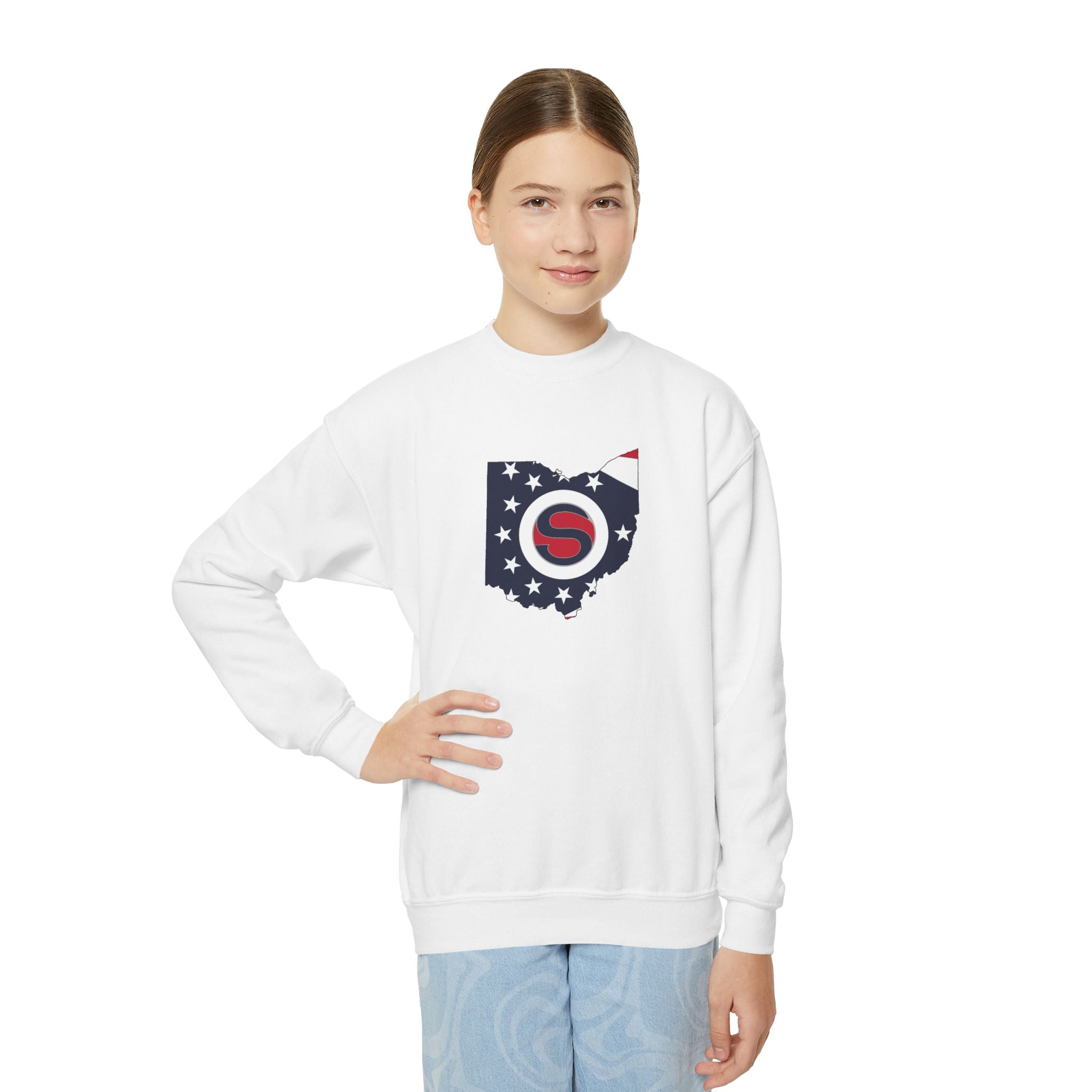 Youth Stingers Softball State Logo Graphic Gildan Heavy Blend Sweatshirt