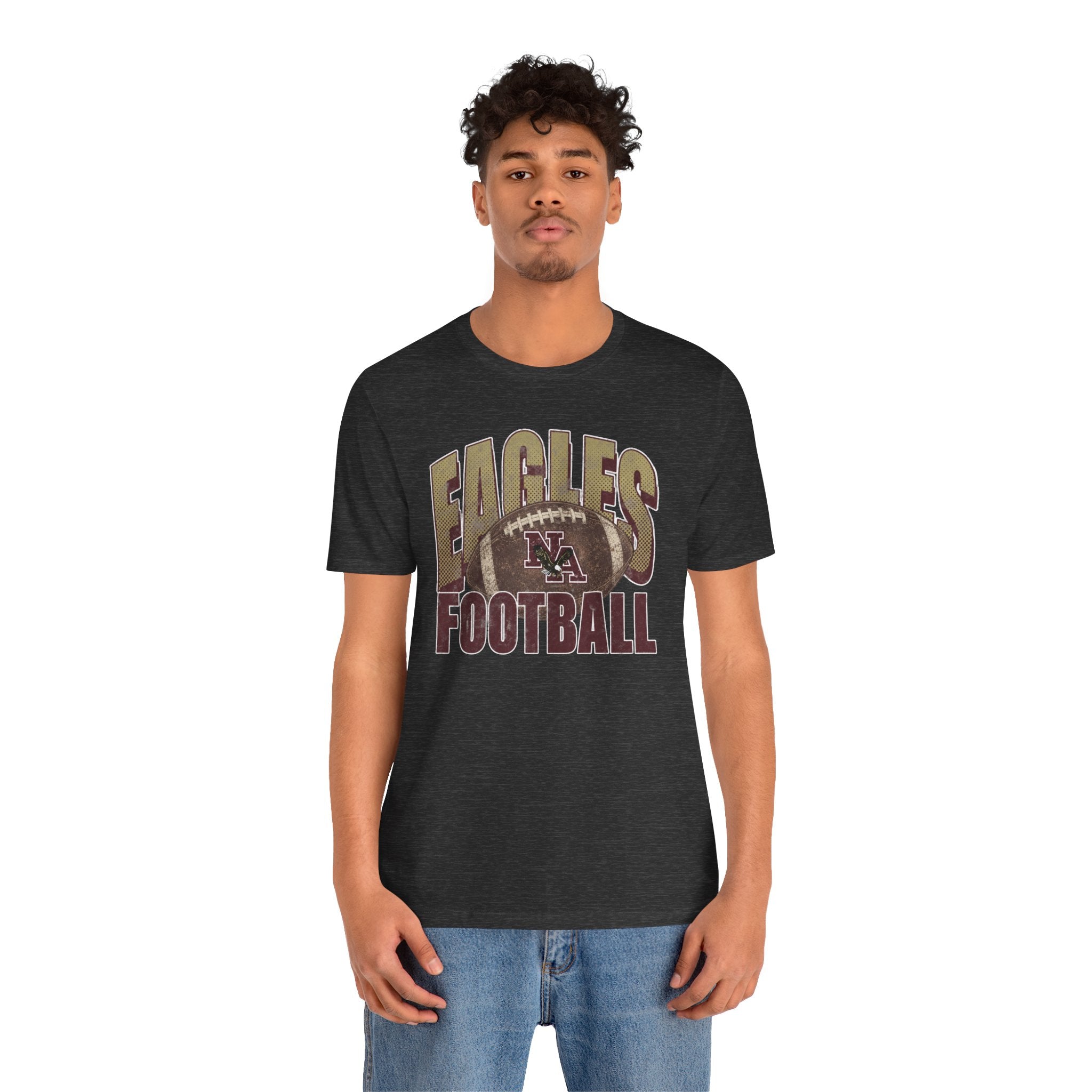 Adult Unisex New Albany First-Down Distressed Football Graphic Short Sleeve Soft Tee